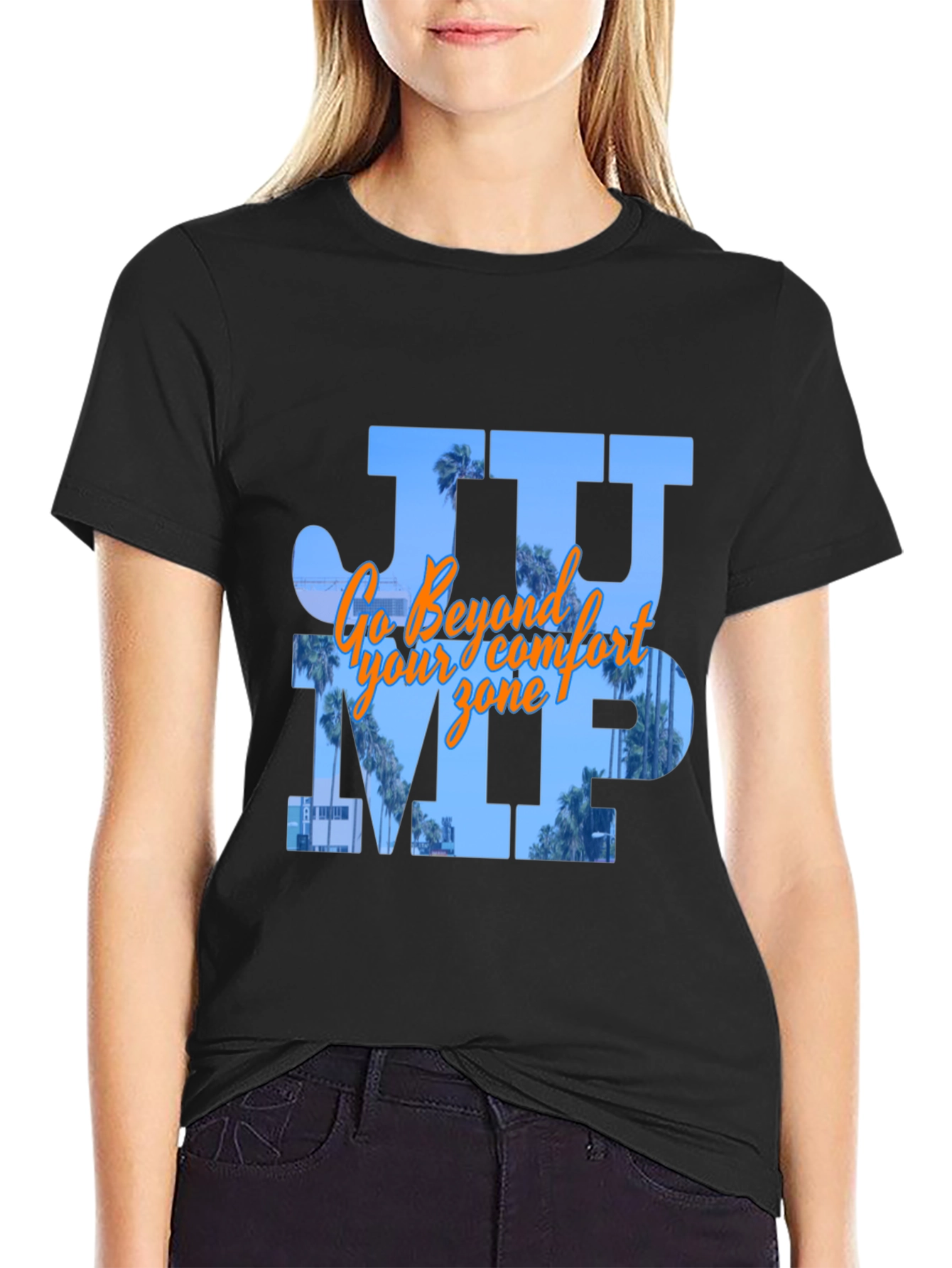 JUMP Graphic T-Shirt - Black Cotton Blend