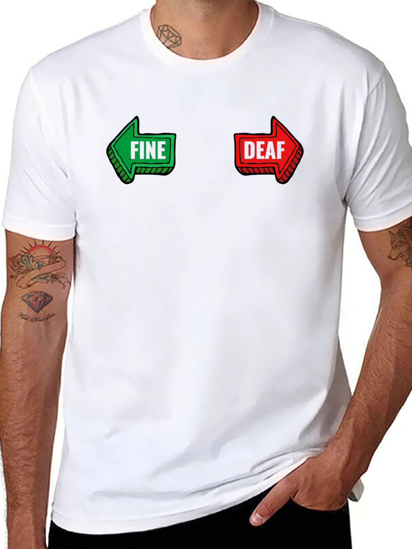 Funny Fine Deaf Graphic Mens Black T-shirt