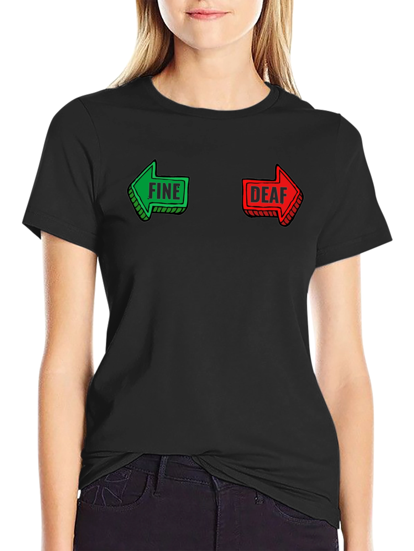 Funny Fine Deaf Graphic Mens Black T-shirt