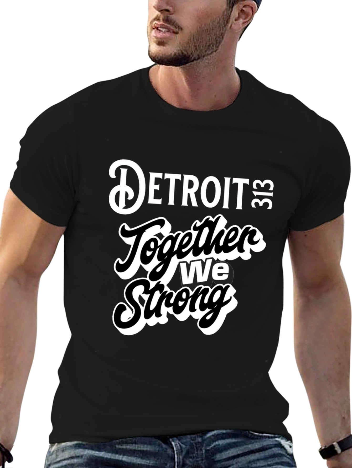 Detroit Together We Strong Black Graphic Tee