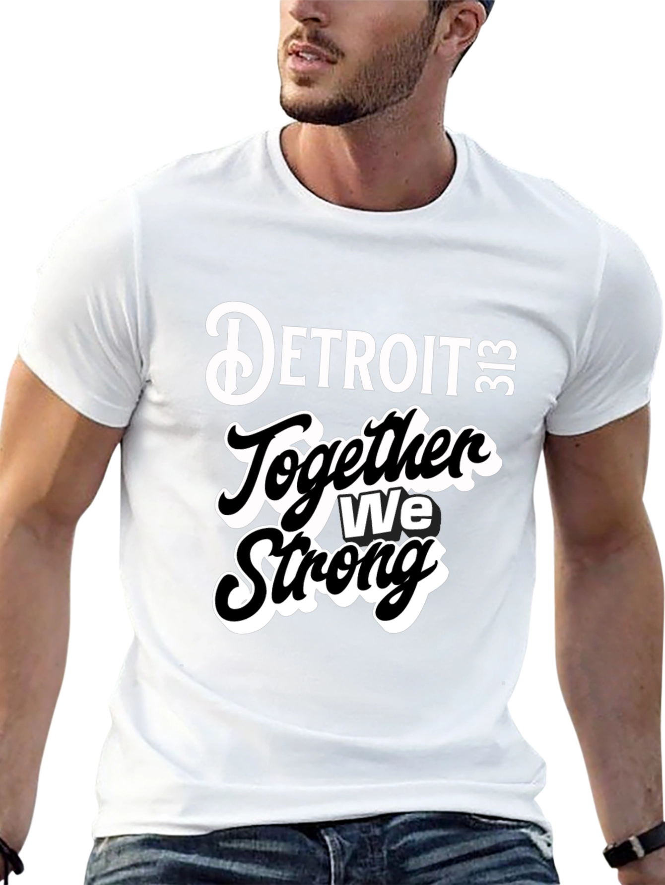 Detroit Together We Strong Black Graphic Tee