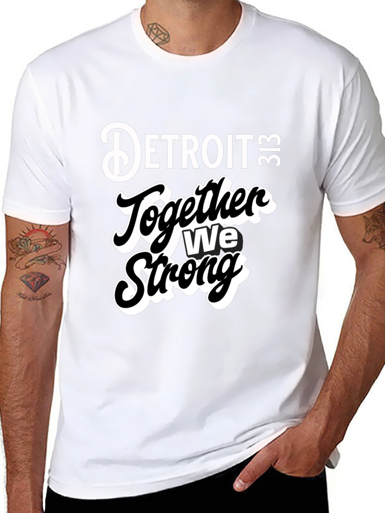 Detroit Together We Strong Black Graphic Tee