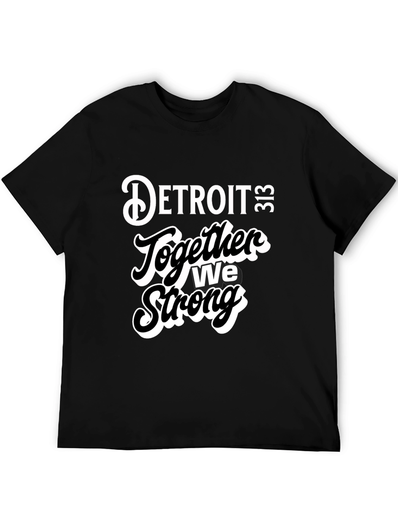 Detroit Together We Strong Black Graphic Tee