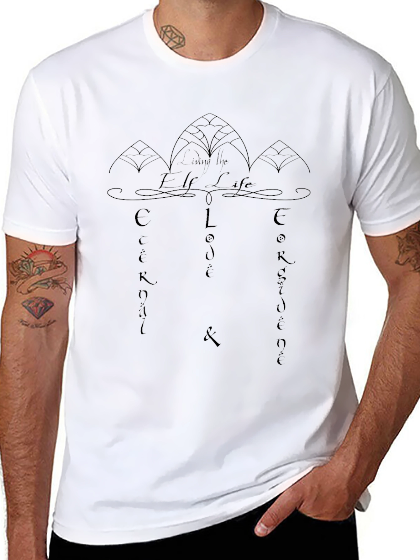 Life Love Knowledge Black Graphic T-Shirt