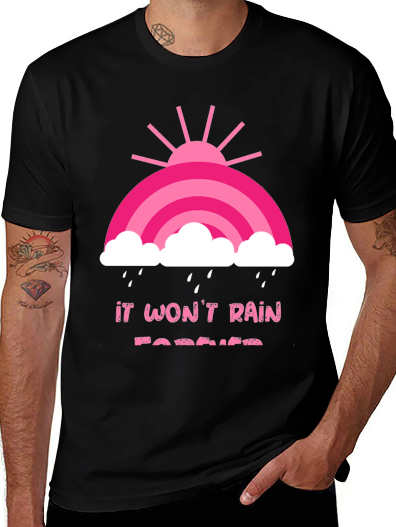 It Wont Rain Forever Black Graphic Tee