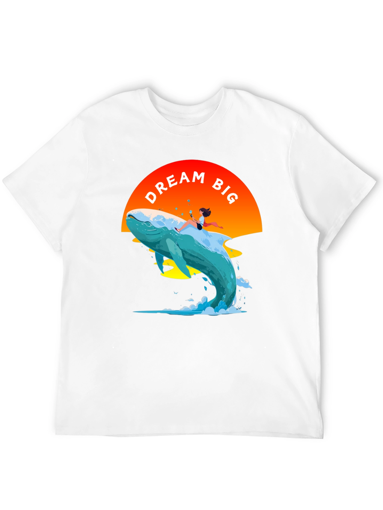 Dream Big Whale Graphic Tee - Black Cotton T-Shirt
