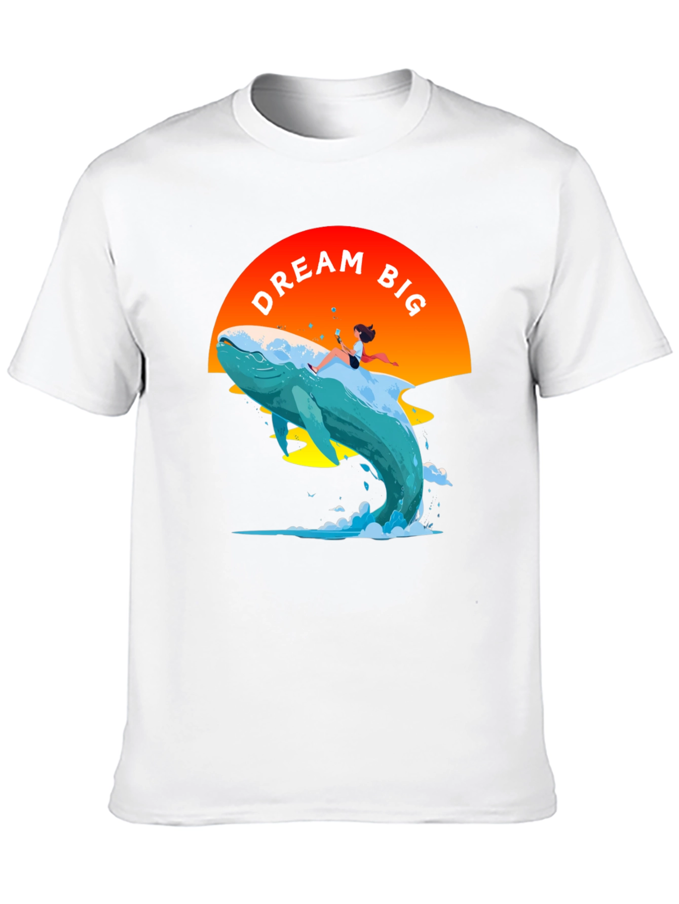 Dream Big Whale Graphic Tee - Black Cotton T-Shirt