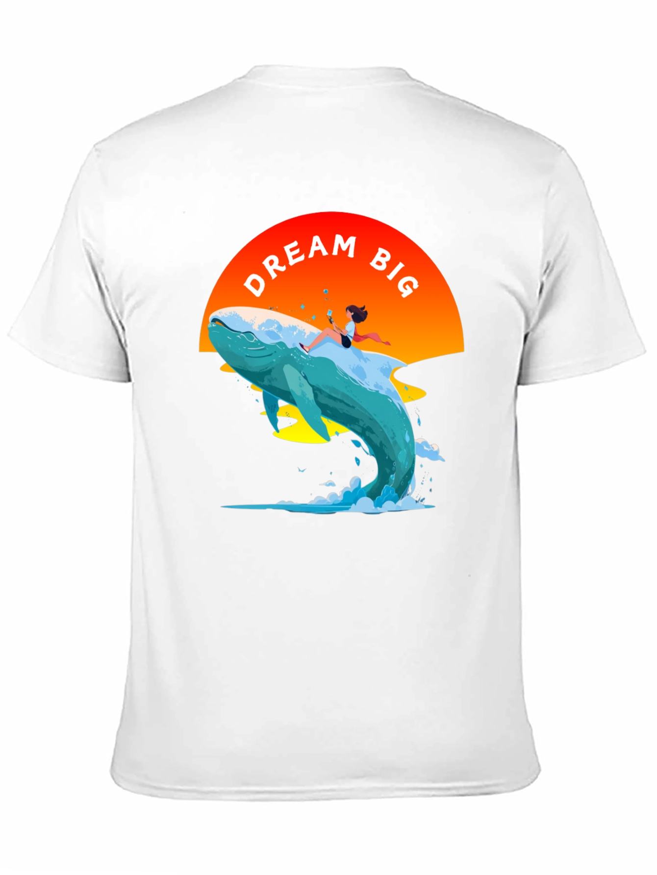 Dream Big Whale Graphic Tee - Black Cotton T-Shirt