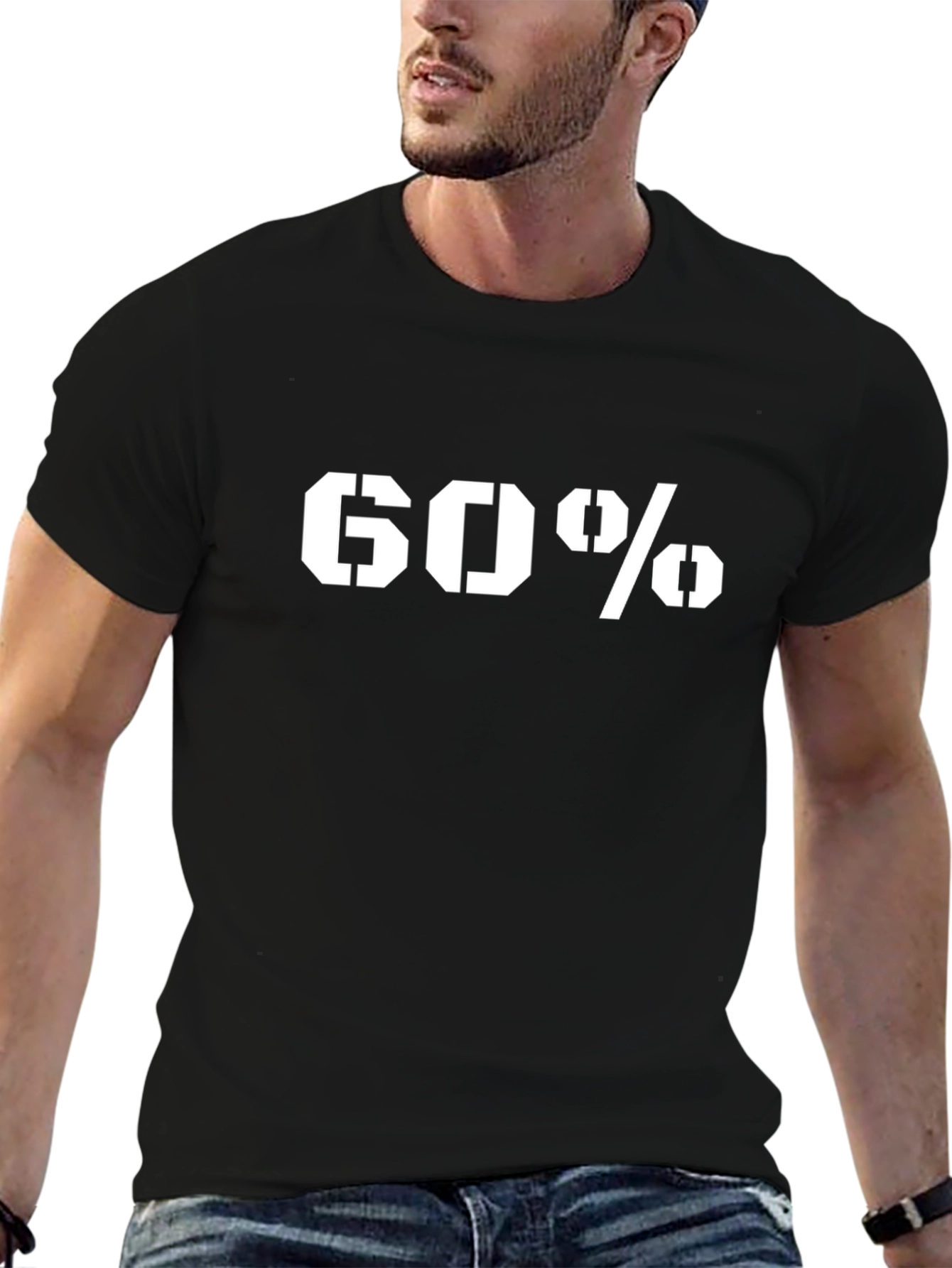 60 Percent Graphic Black T-Shirt - Bold Statement Tee