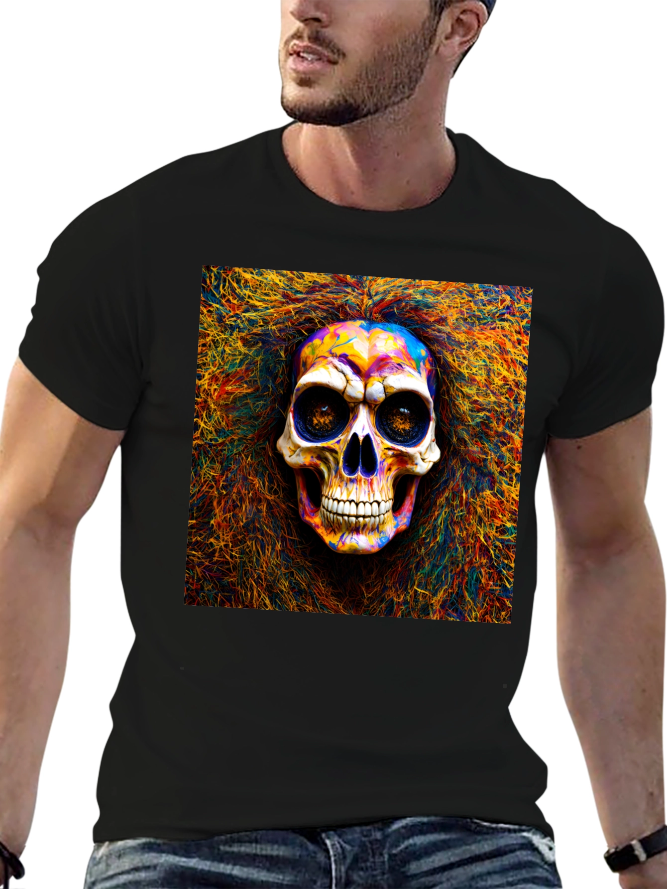 Psychedelic Skull Graphic T-Shirt
