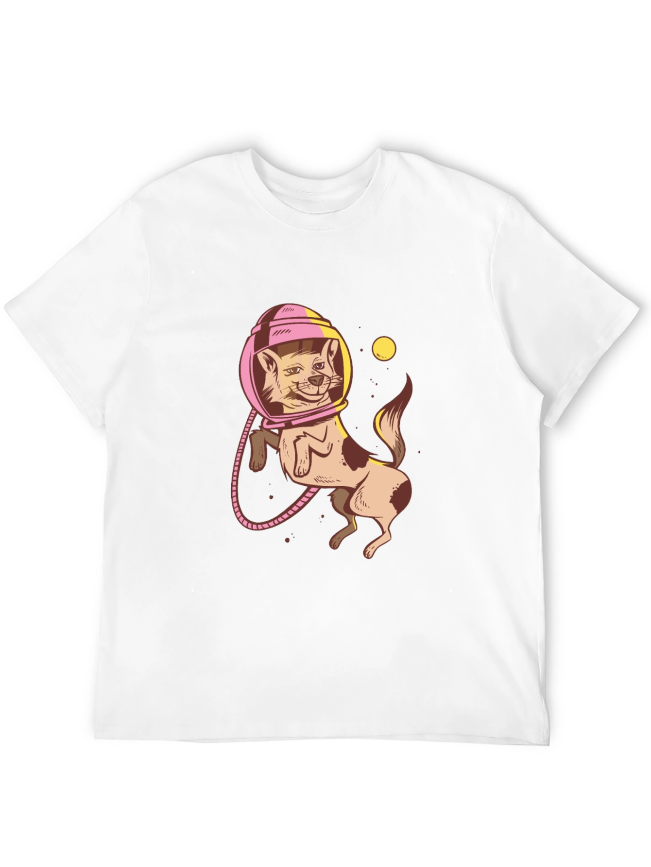 Astronaut Cat Graphic Tee - Trendy Black T-Shirt