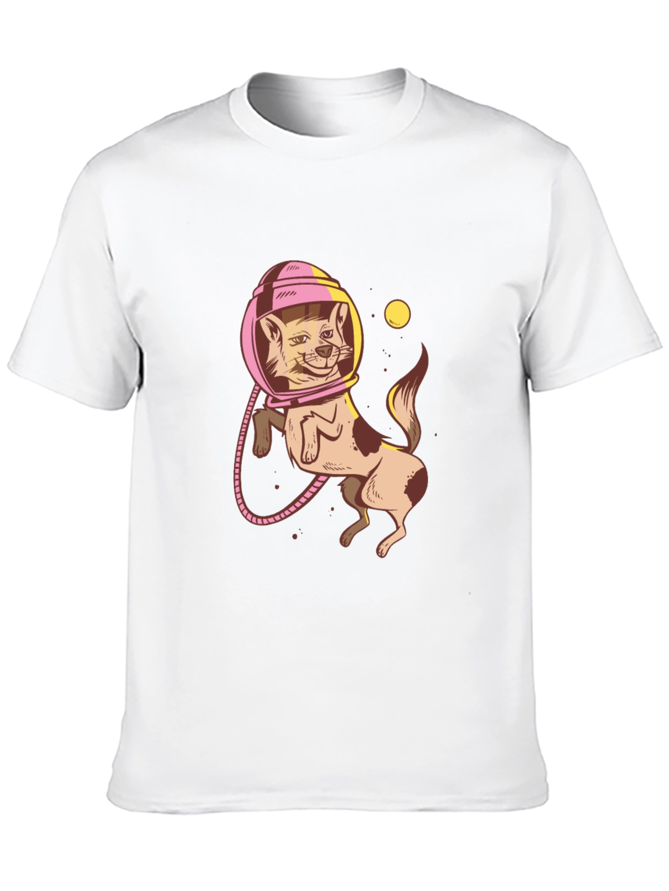 Astronaut Cat Graphic Tee - Trendy Black T-Shirt