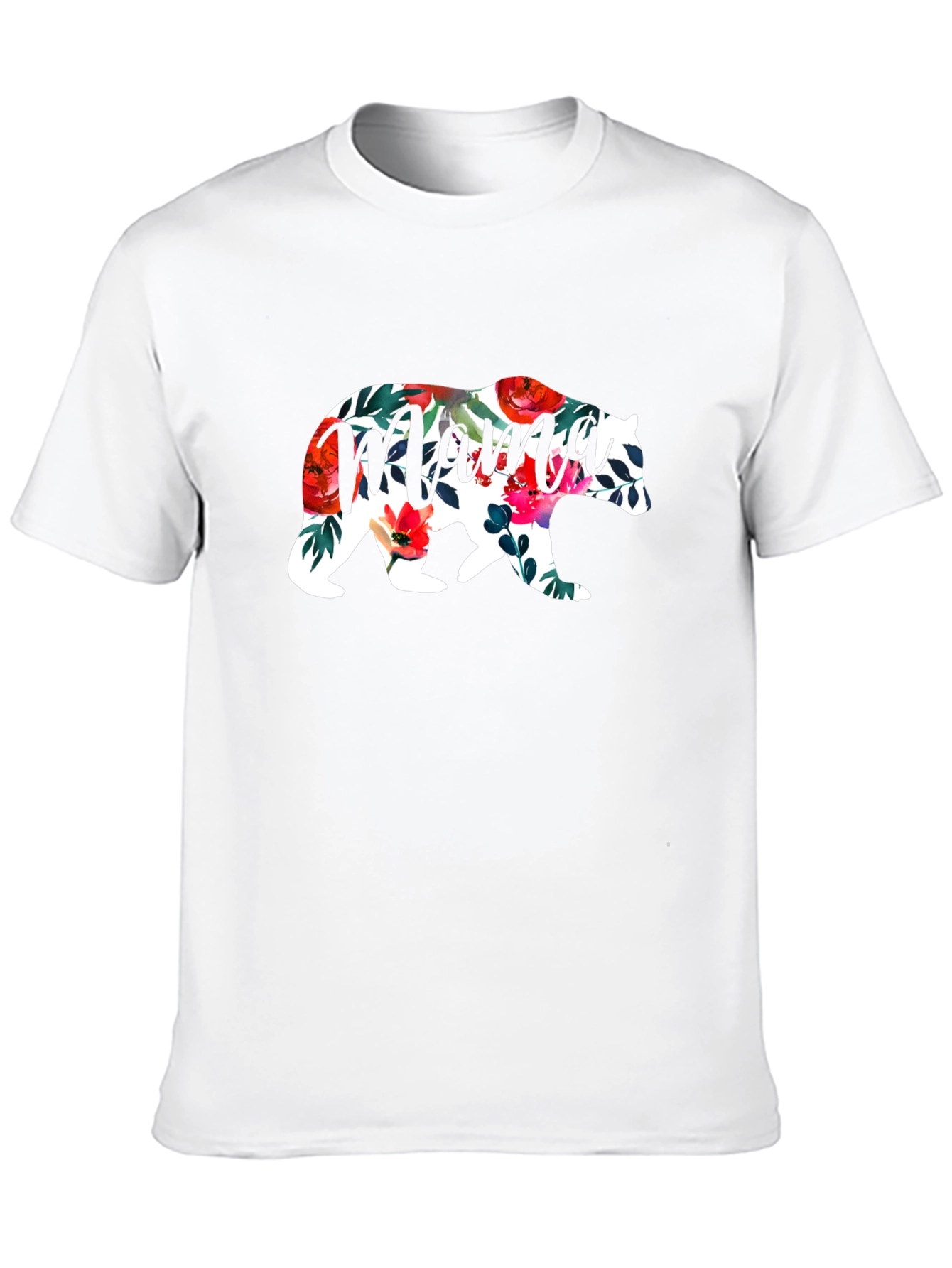Mama Bear Floral Graphic T-Shirt - Black