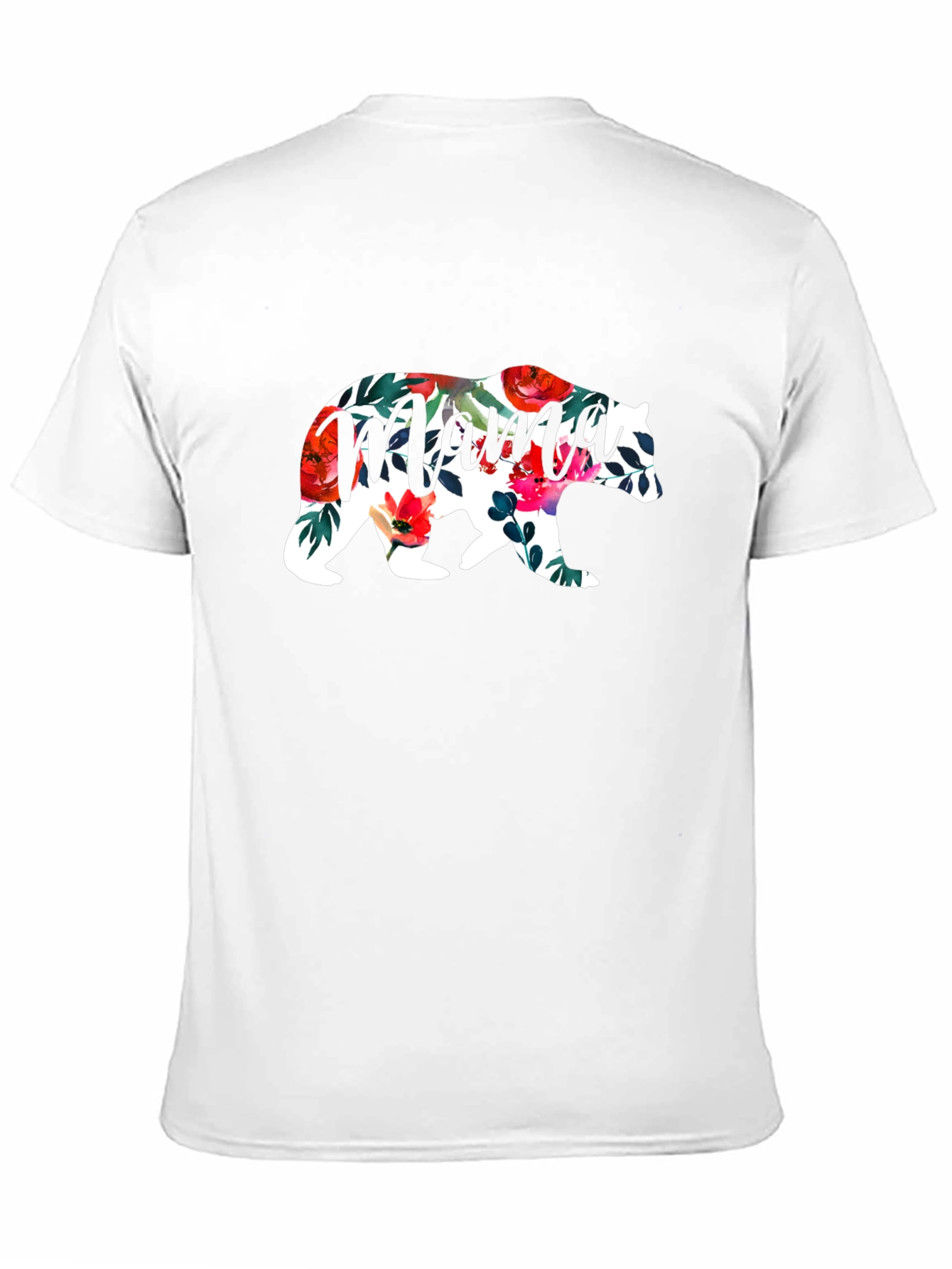 Mama Bear Floral Graphic T-Shirt - Black