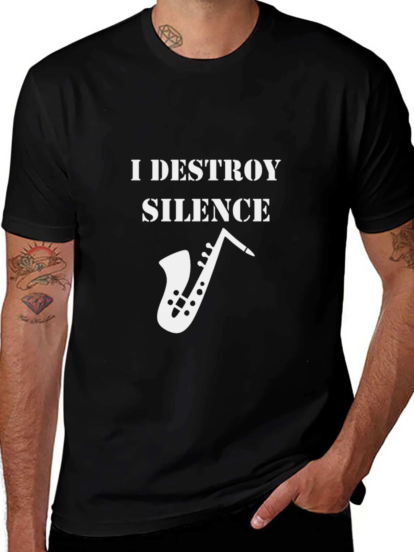 I Destroy Silence Saxophone T-Shirt - Musician Gift