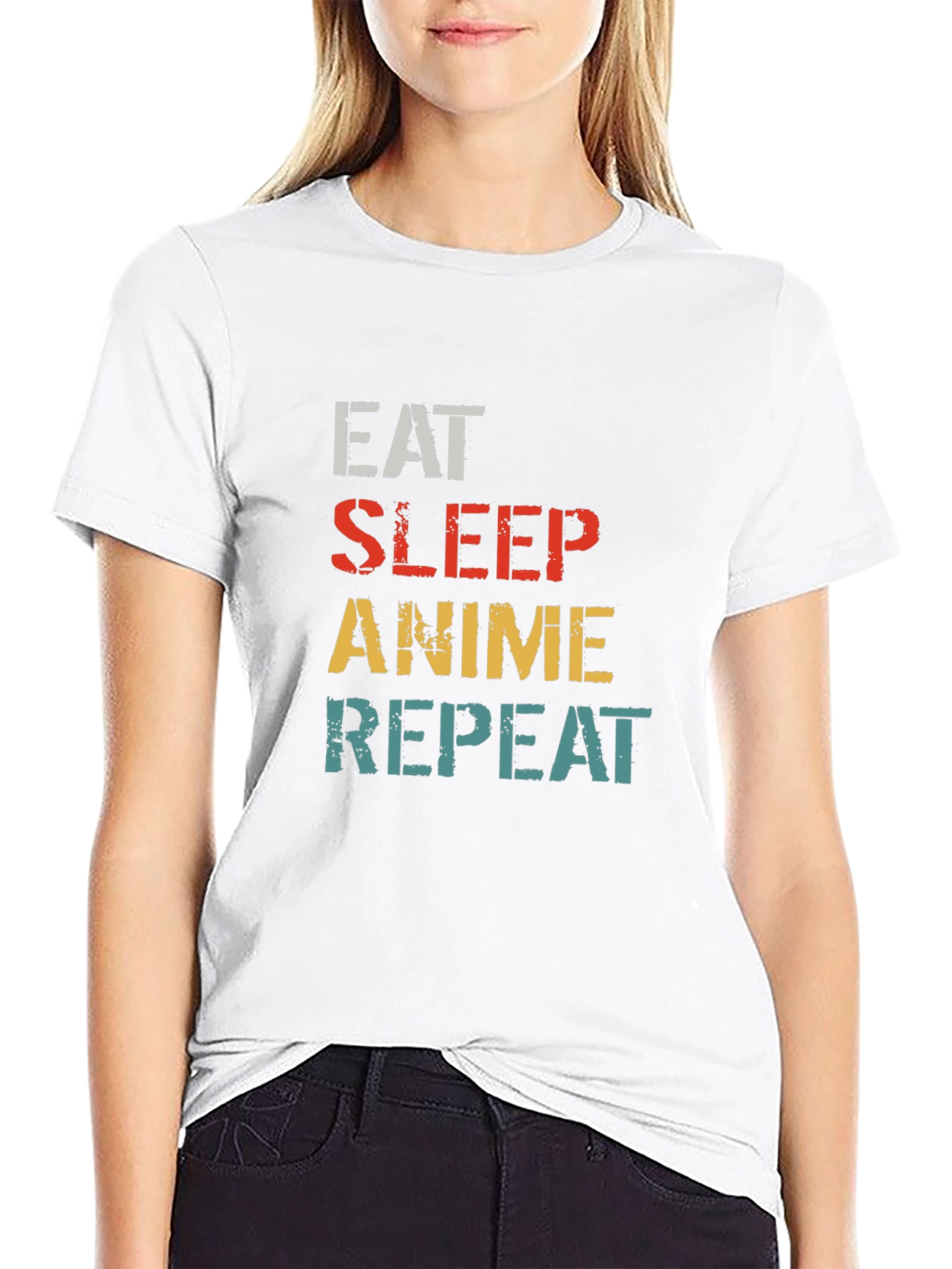 Eat Sleep Anime Repeat Black T-Shirt
