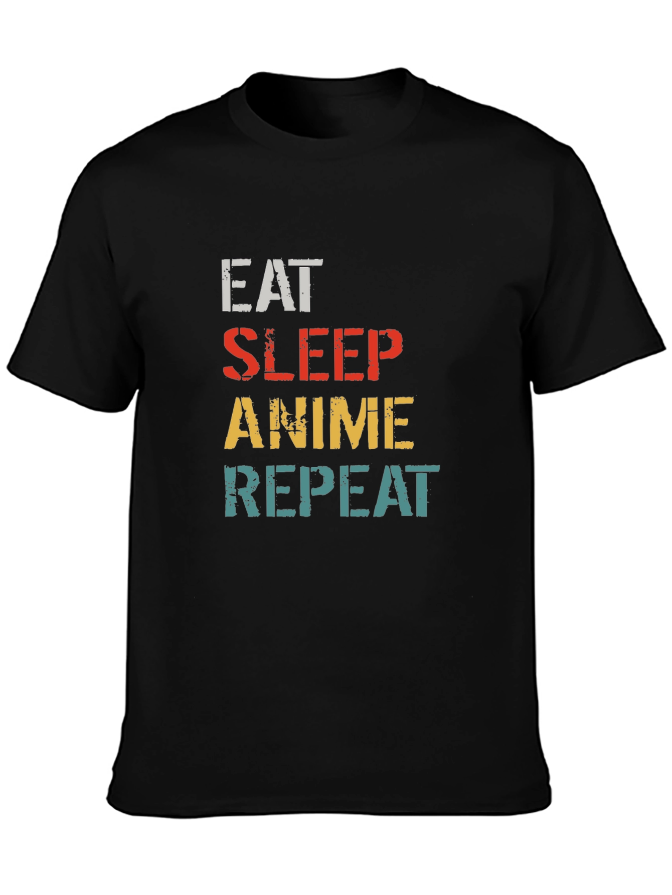 Eat Sleep Anime Repeat Black T-Shirt