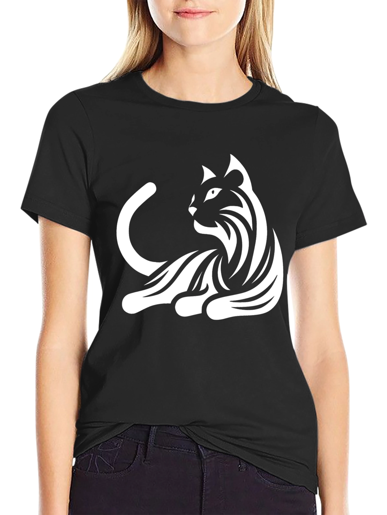 Cool Cat Graphic T-Shirt - Black