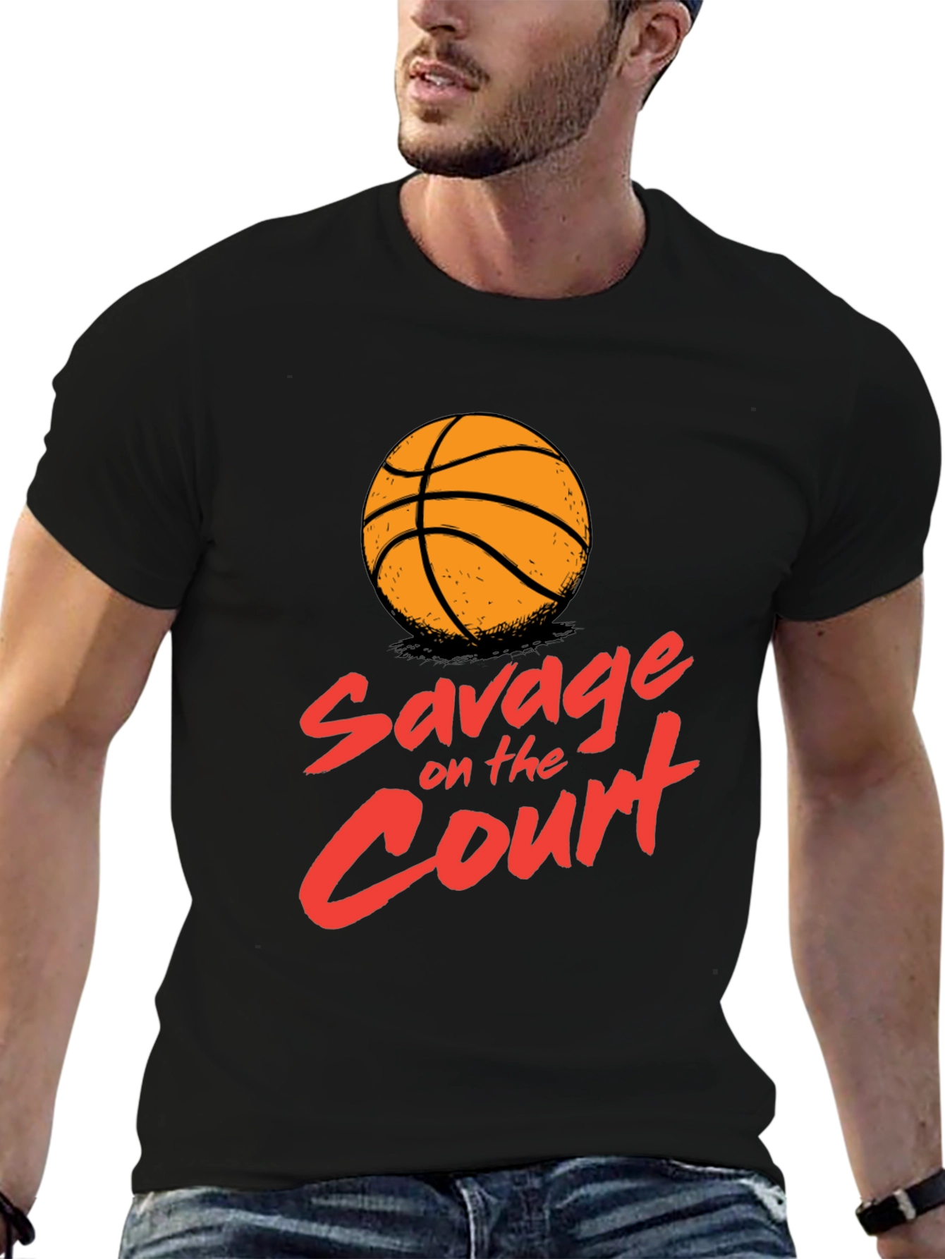 Savage On The Court Basketball Graphic T-Shirt