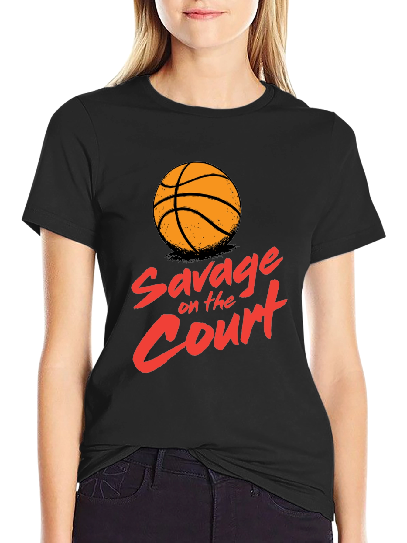 Savage On The Court Basketball Graphic T-Shirt