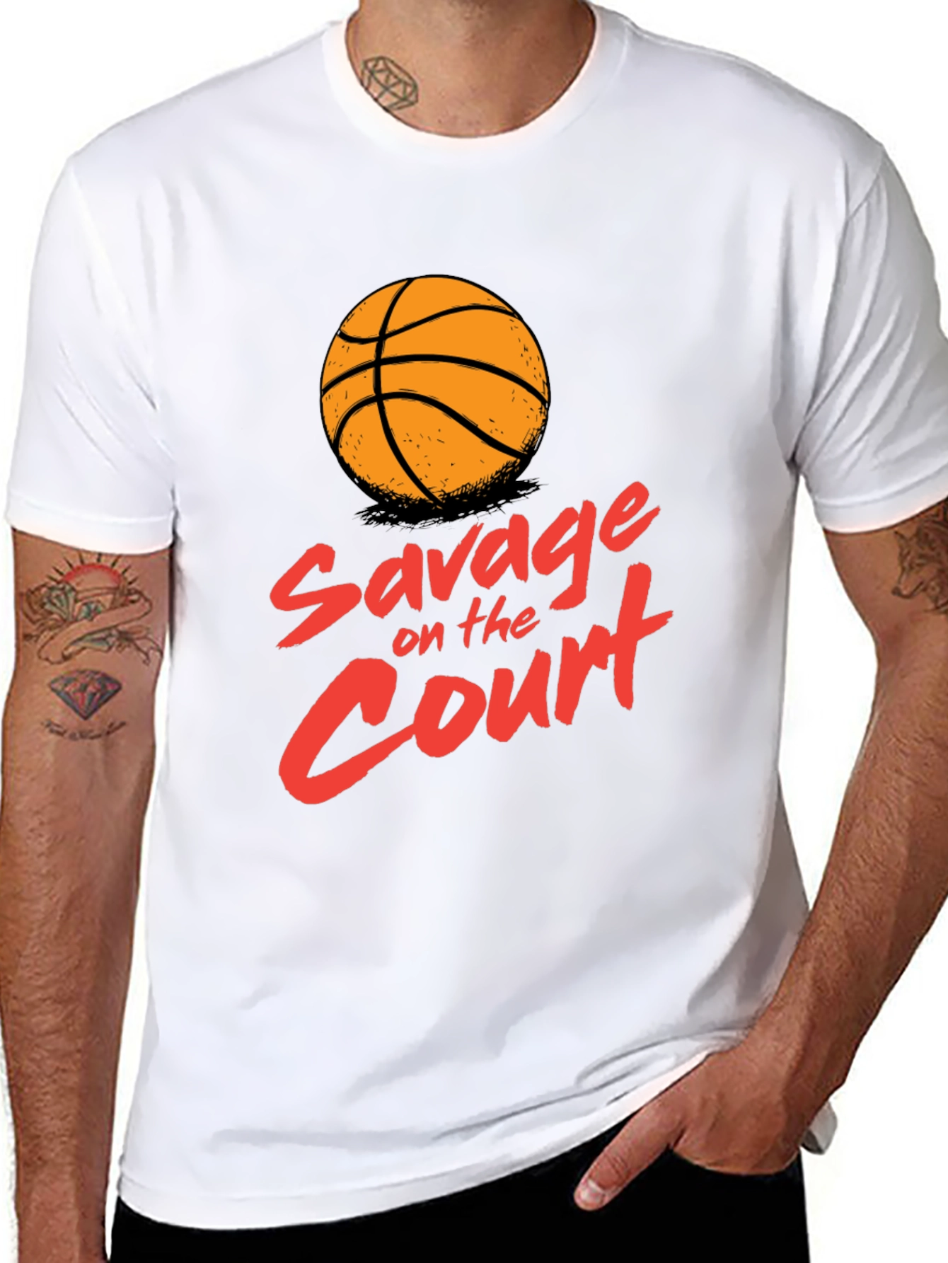 Savage On The Court Basketball Graphic T-Shirt
