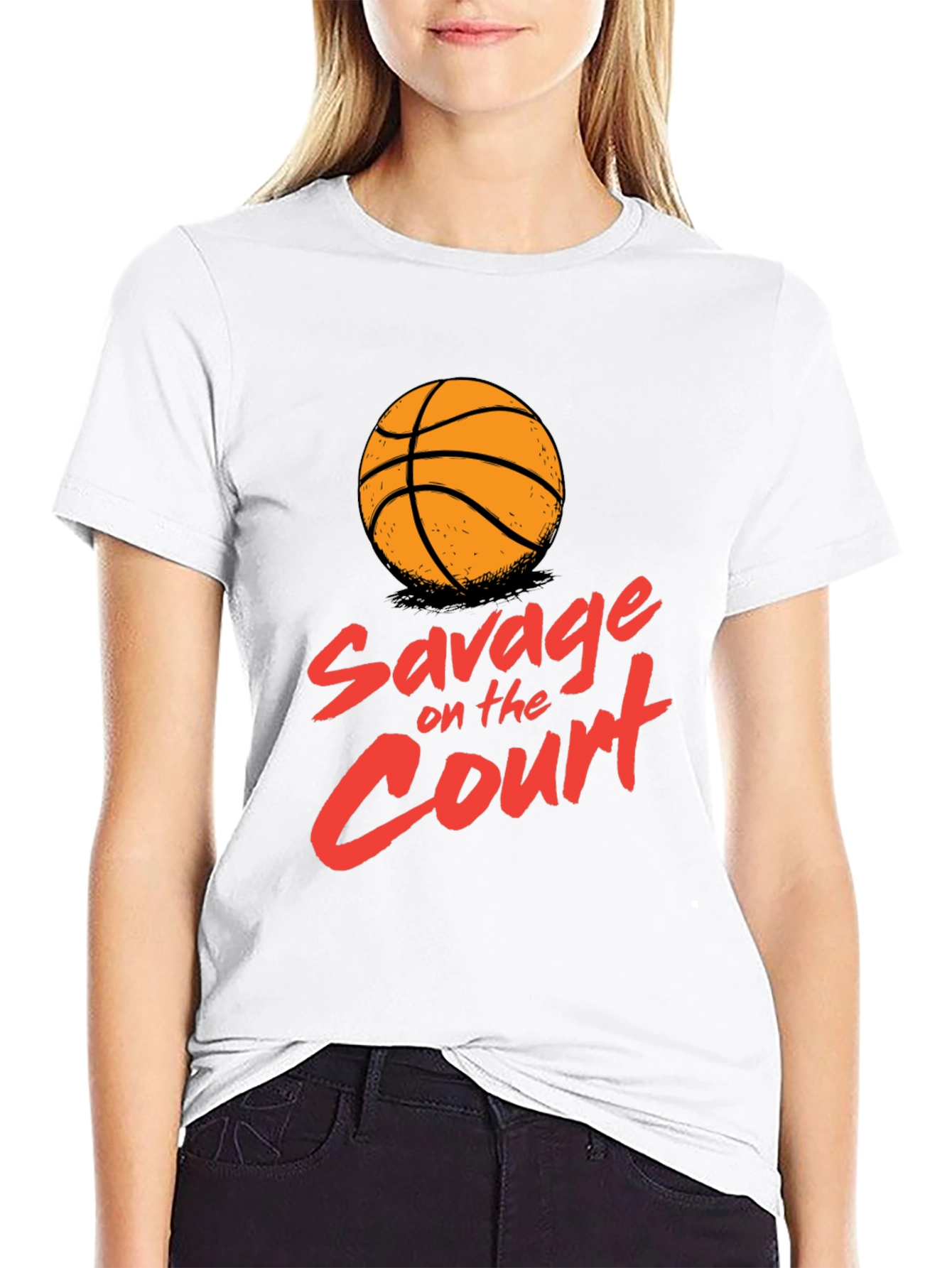 Savage On The Court Basketball Graphic T-Shirt