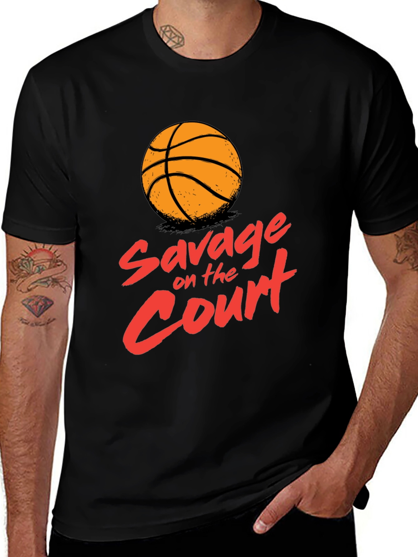 Savage On The Court Basketball Graphic T-Shirt