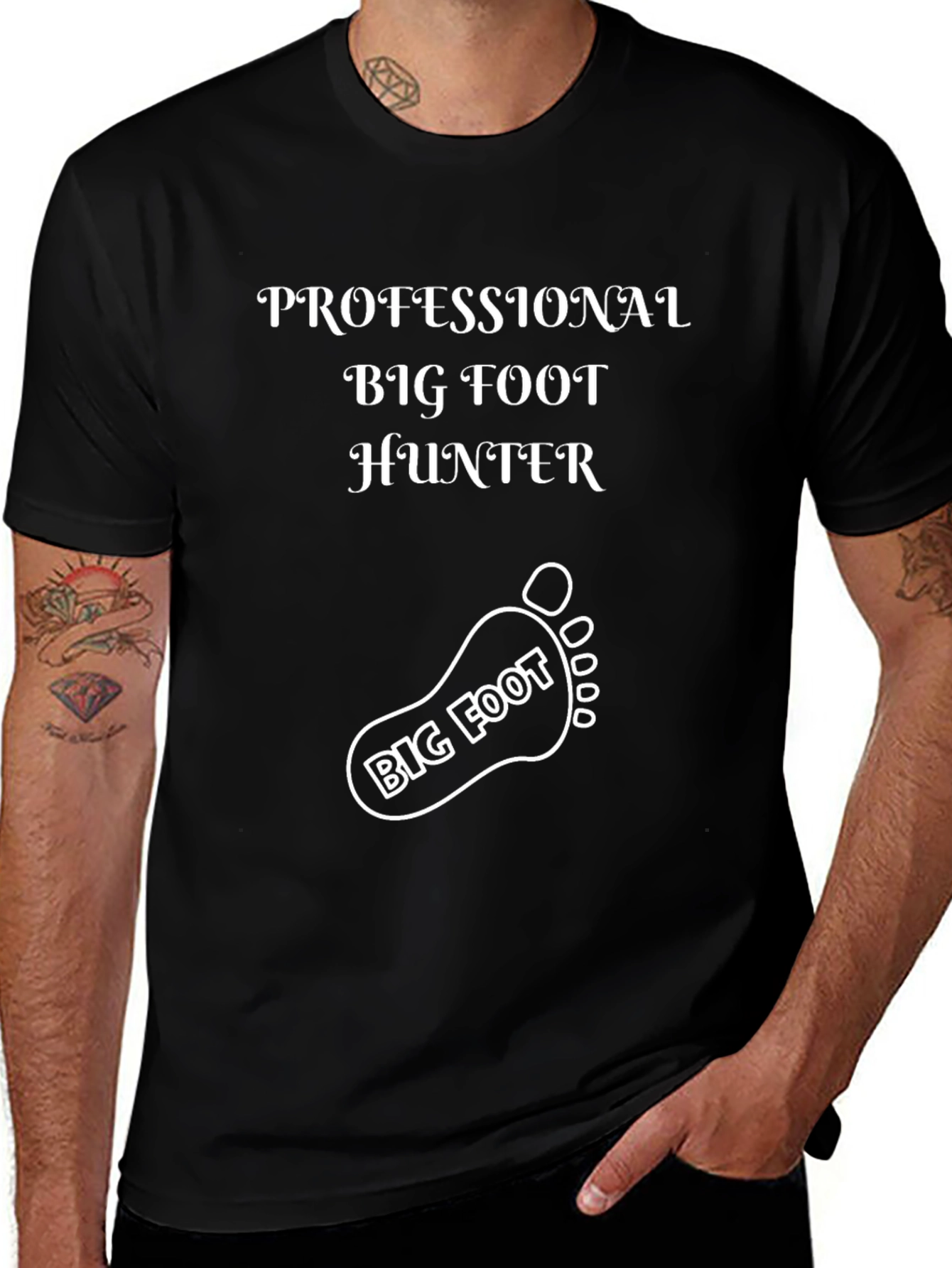 Professional Bigfoot Hunter Black Graphic Tee