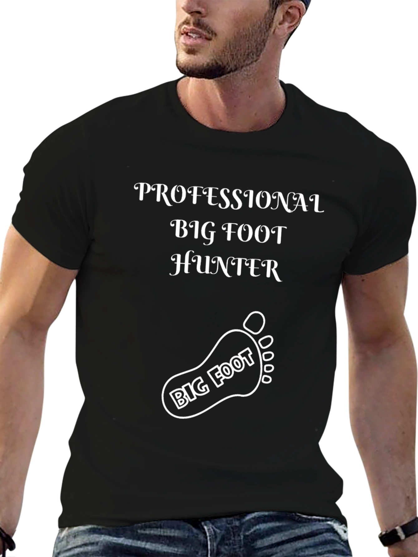 Professional Bigfoot Hunter Black Graphic Tee