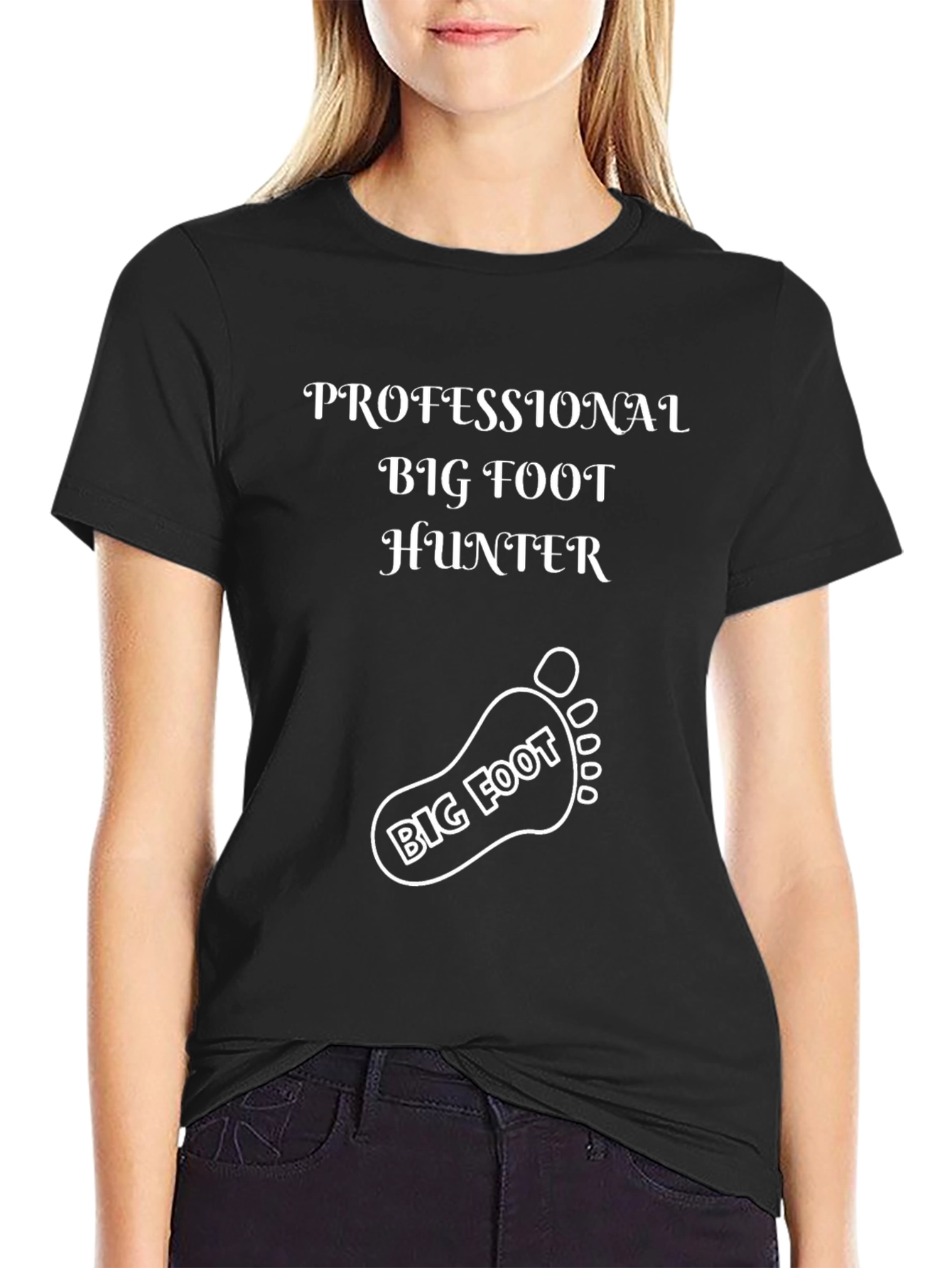 Professional Bigfoot Hunter Black Graphic Tee