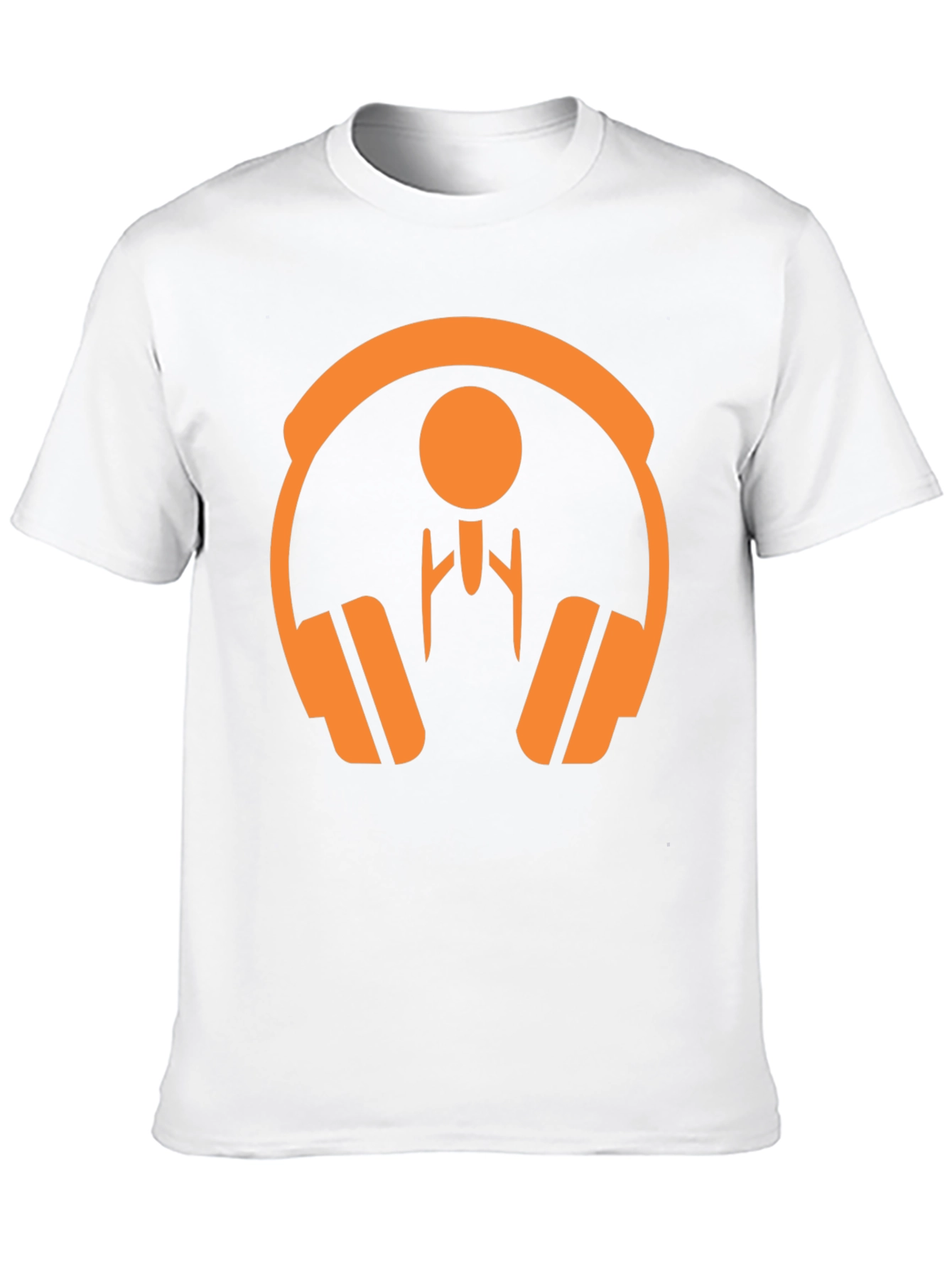 Orange Headphone Graphic Tee - Stylish Black T-Shirt