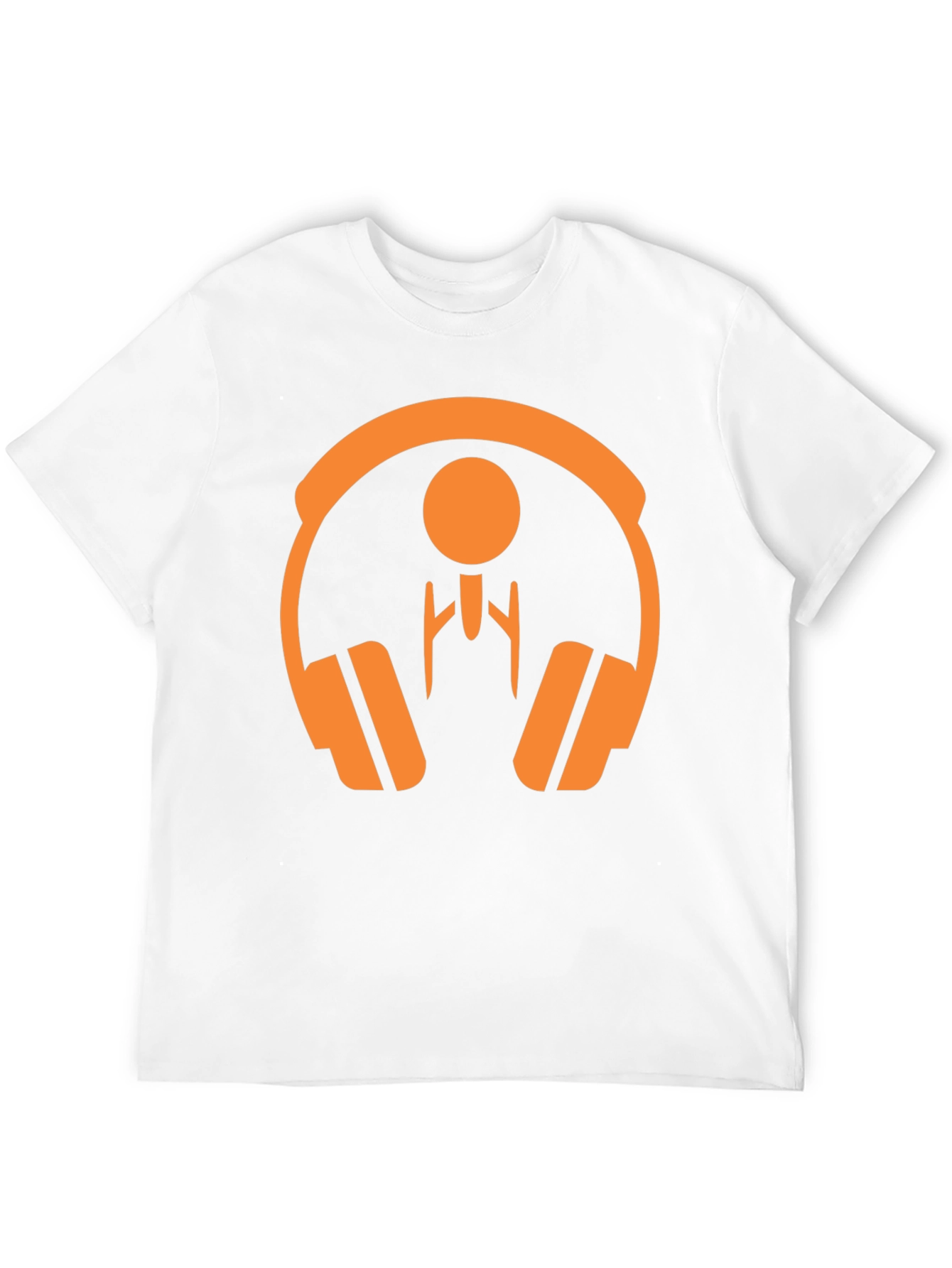 Orange Headphone Graphic Tee - Stylish Black T-Shirt