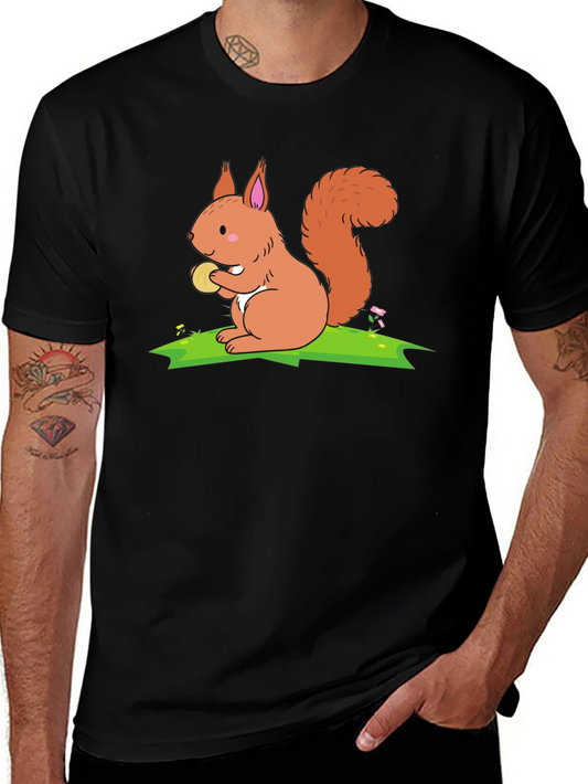 Squirrel Graphic T-Shirt - Black Cotton Tee