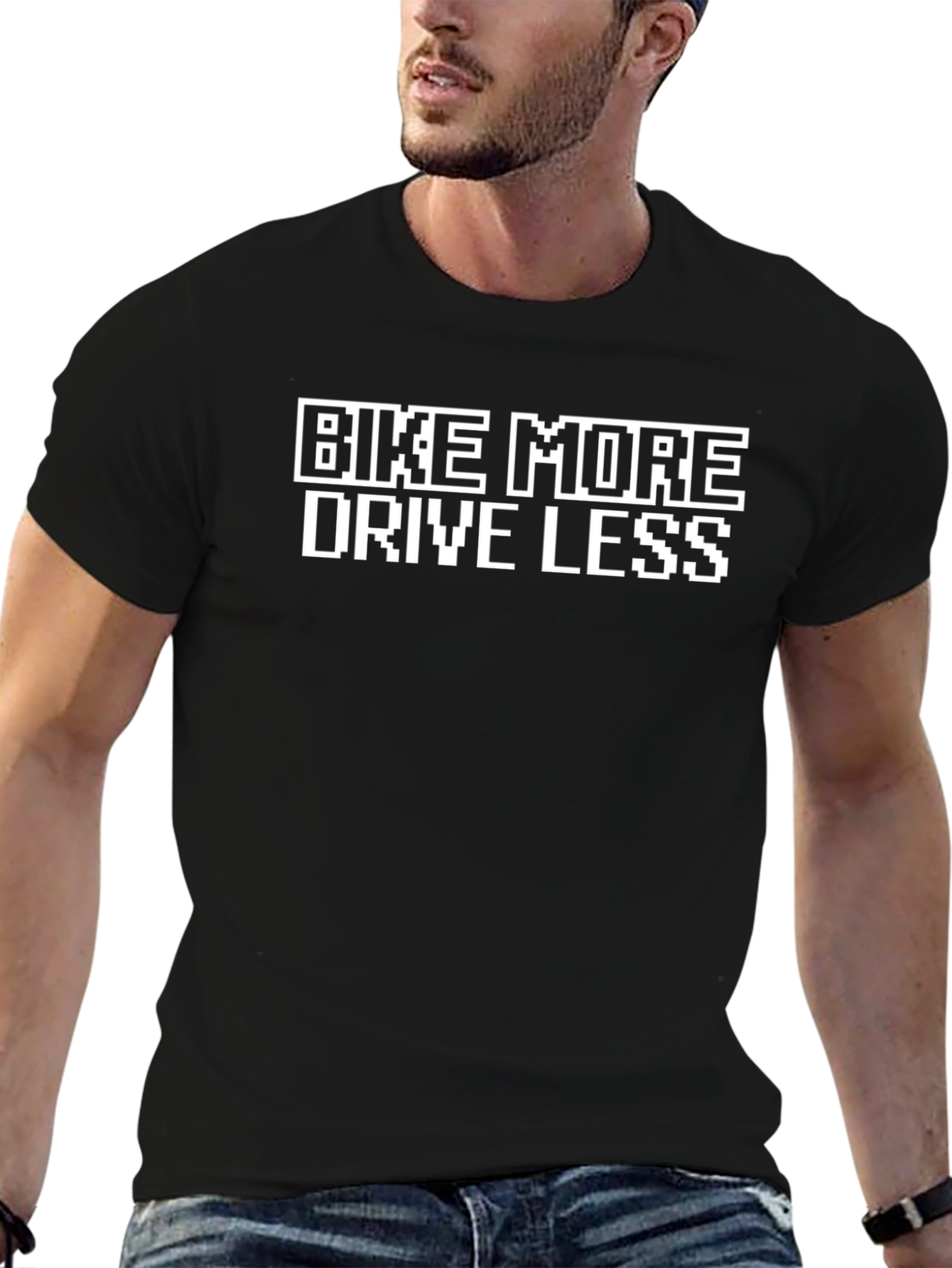 Bike More Drive Less Black Graphic T-Shirt