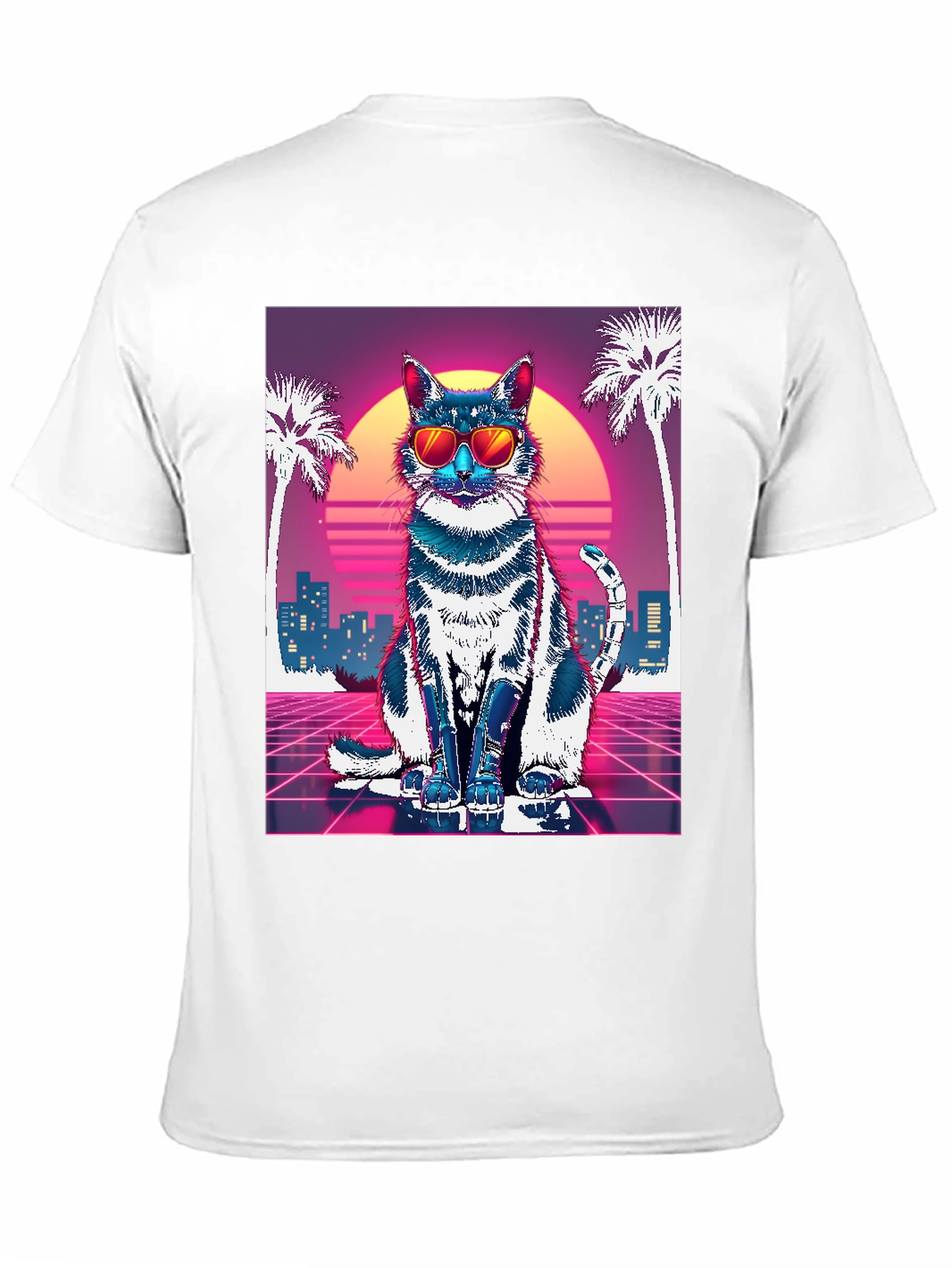 Retro Cat T-Shirt - Synthwave Style