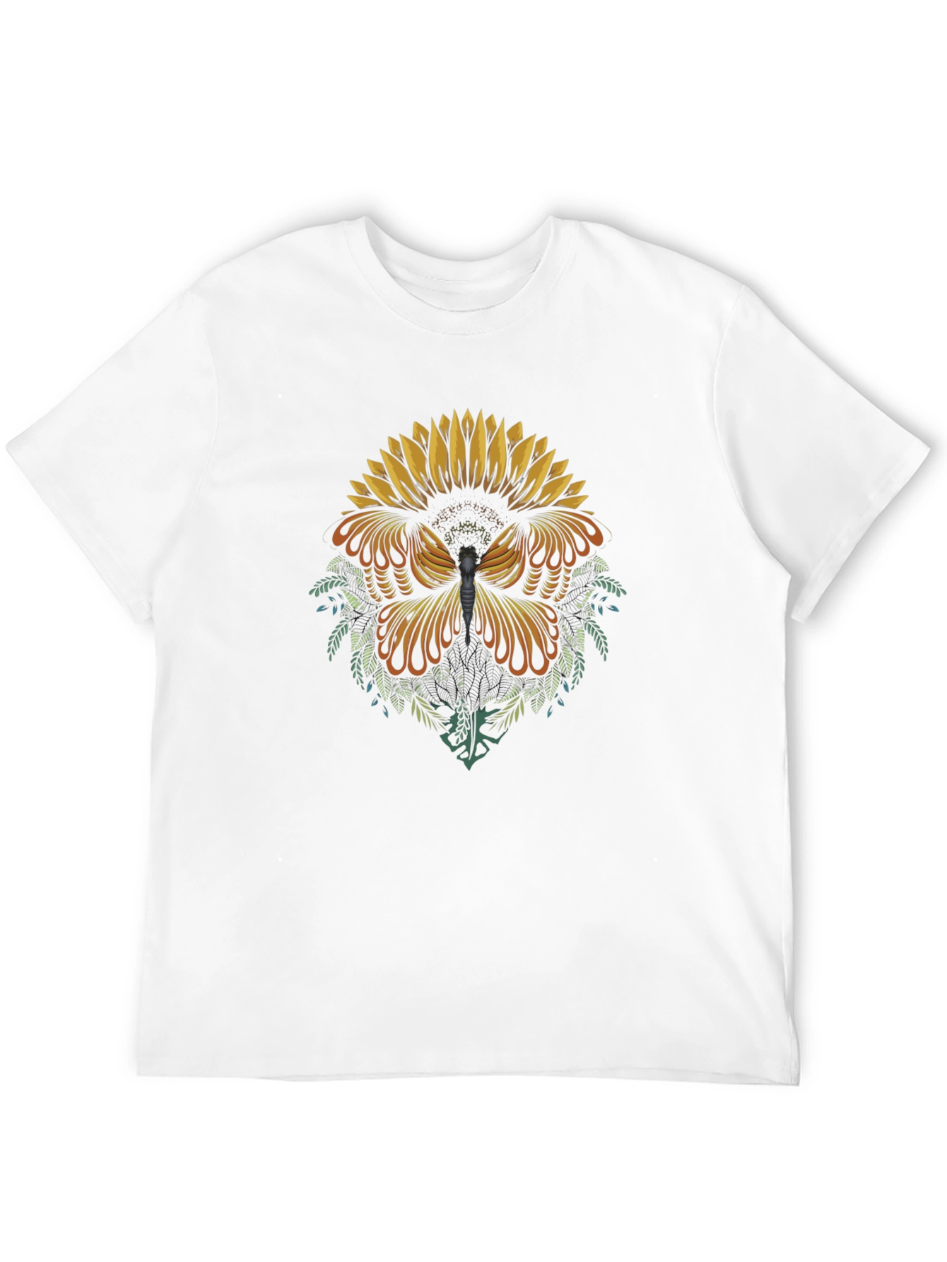 Sunflower Butterfly Graphic Tee - Black Cotton Blend
