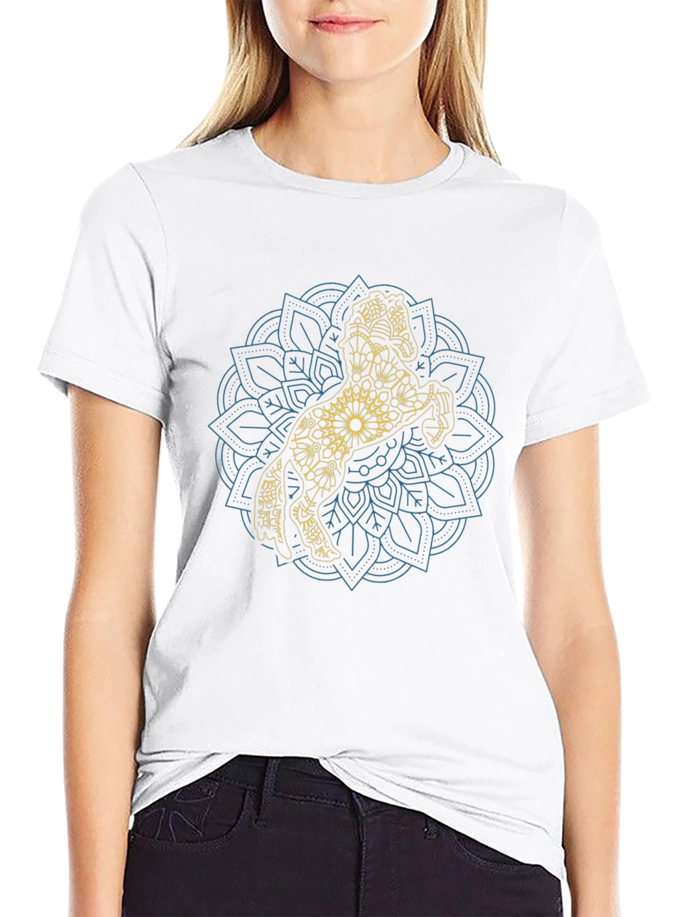 Horse Mandala Graphic Tee - Black Cotton T-Shirt