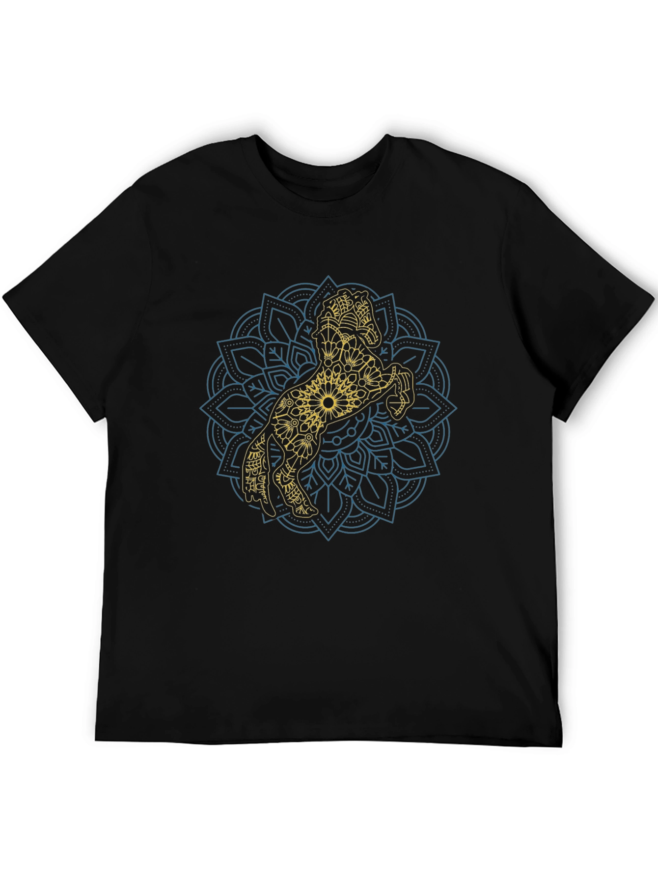 Horse Mandala Graphic Tee - Black Cotton T-Shirt