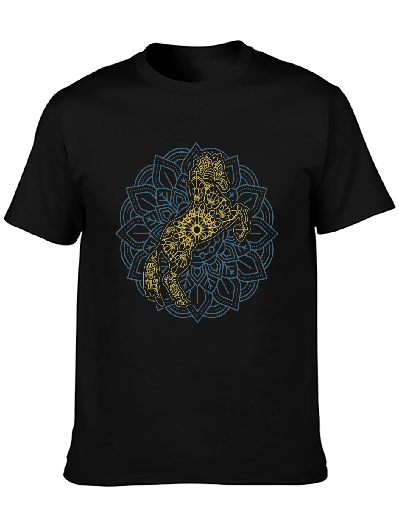 Horse Mandala Graphic Tee - Black Cotton T-Shirt
