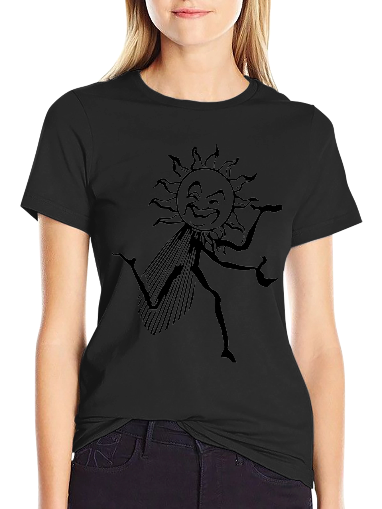 Dancing Sun Graphic Tee - Black