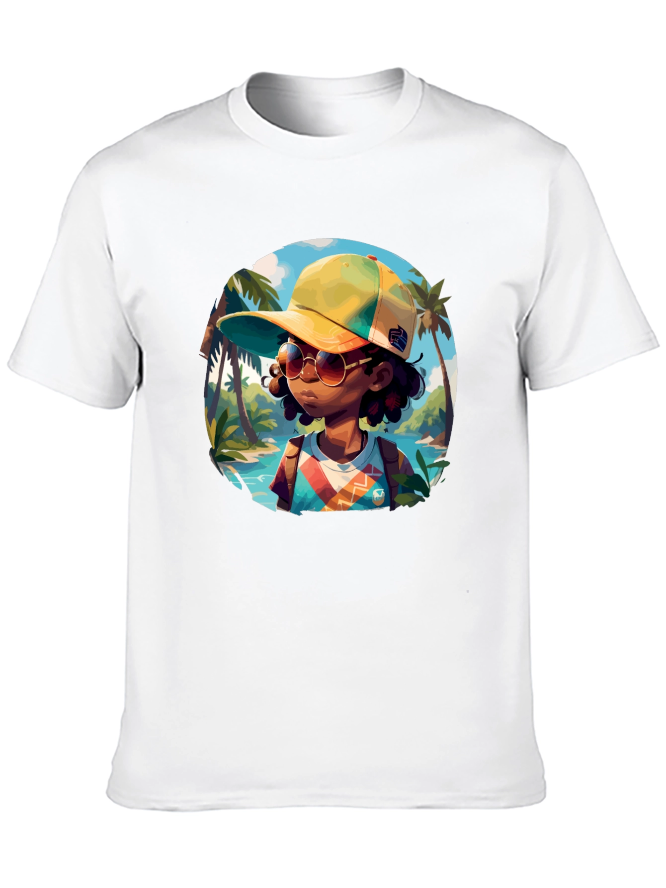 Island Traveler T-Shirt - Black Cotton Graphic Tee