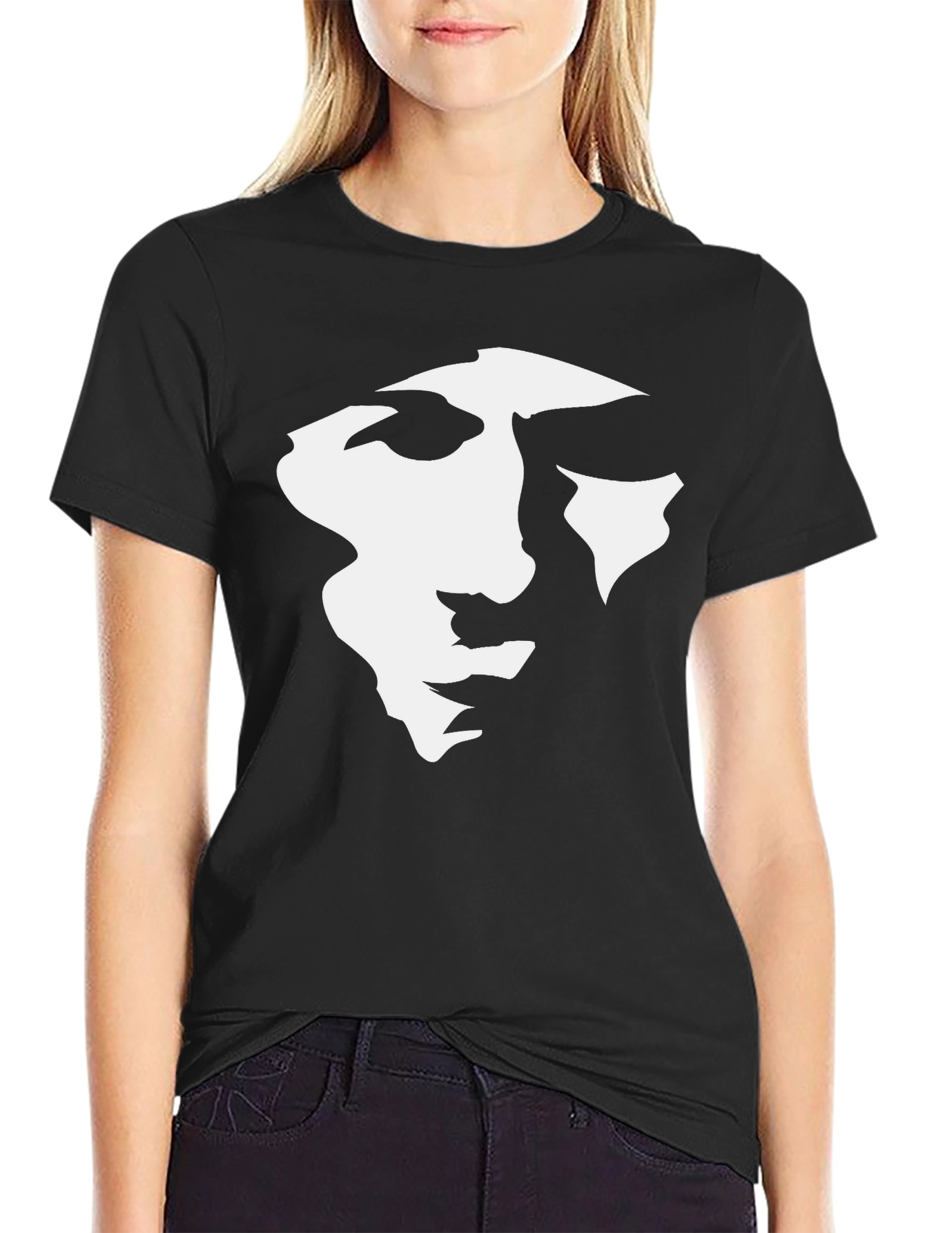 Abstract Face Graphic Black T-Shirt