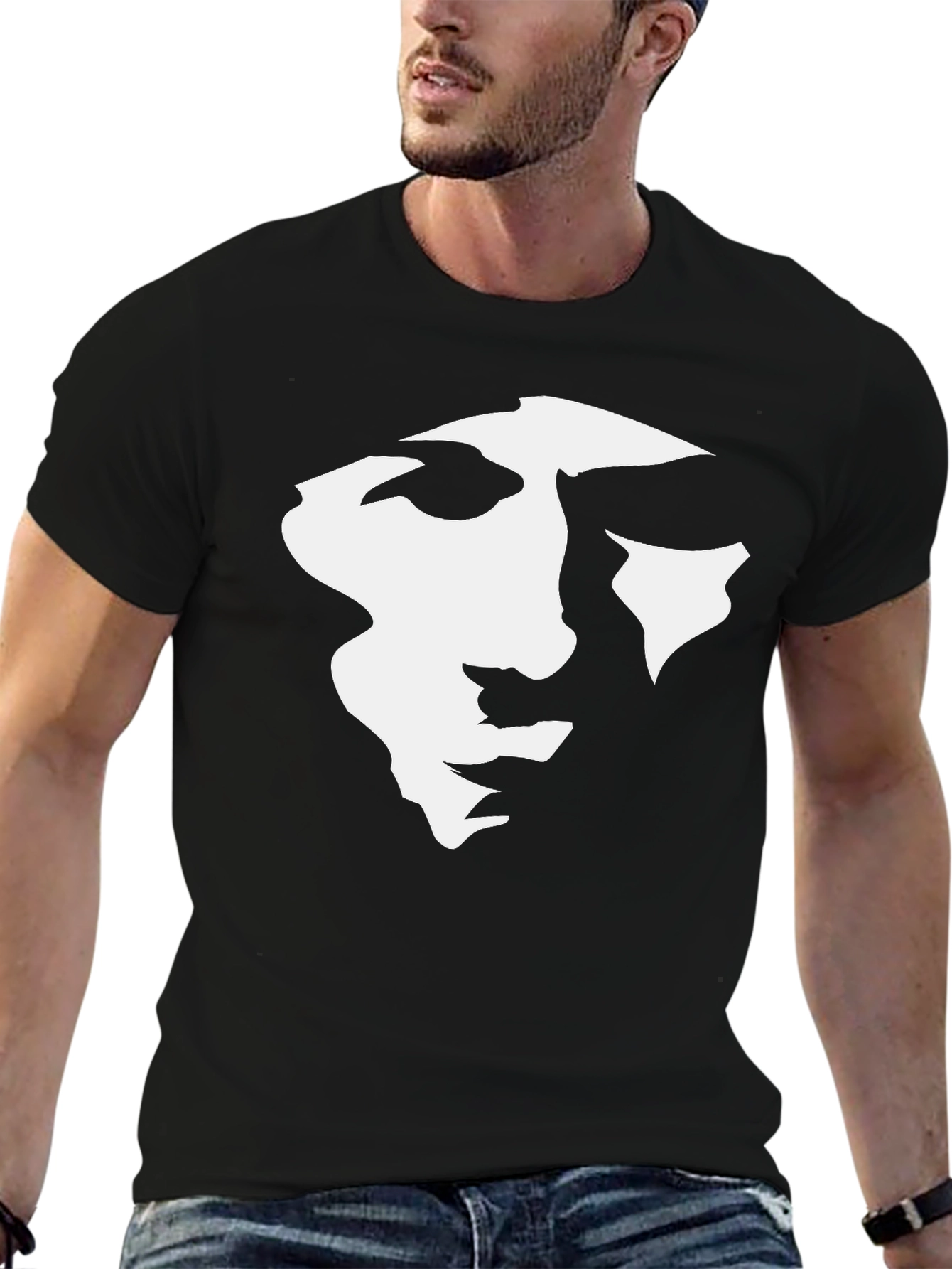 Abstract Face Graphic Black T-Shirt
