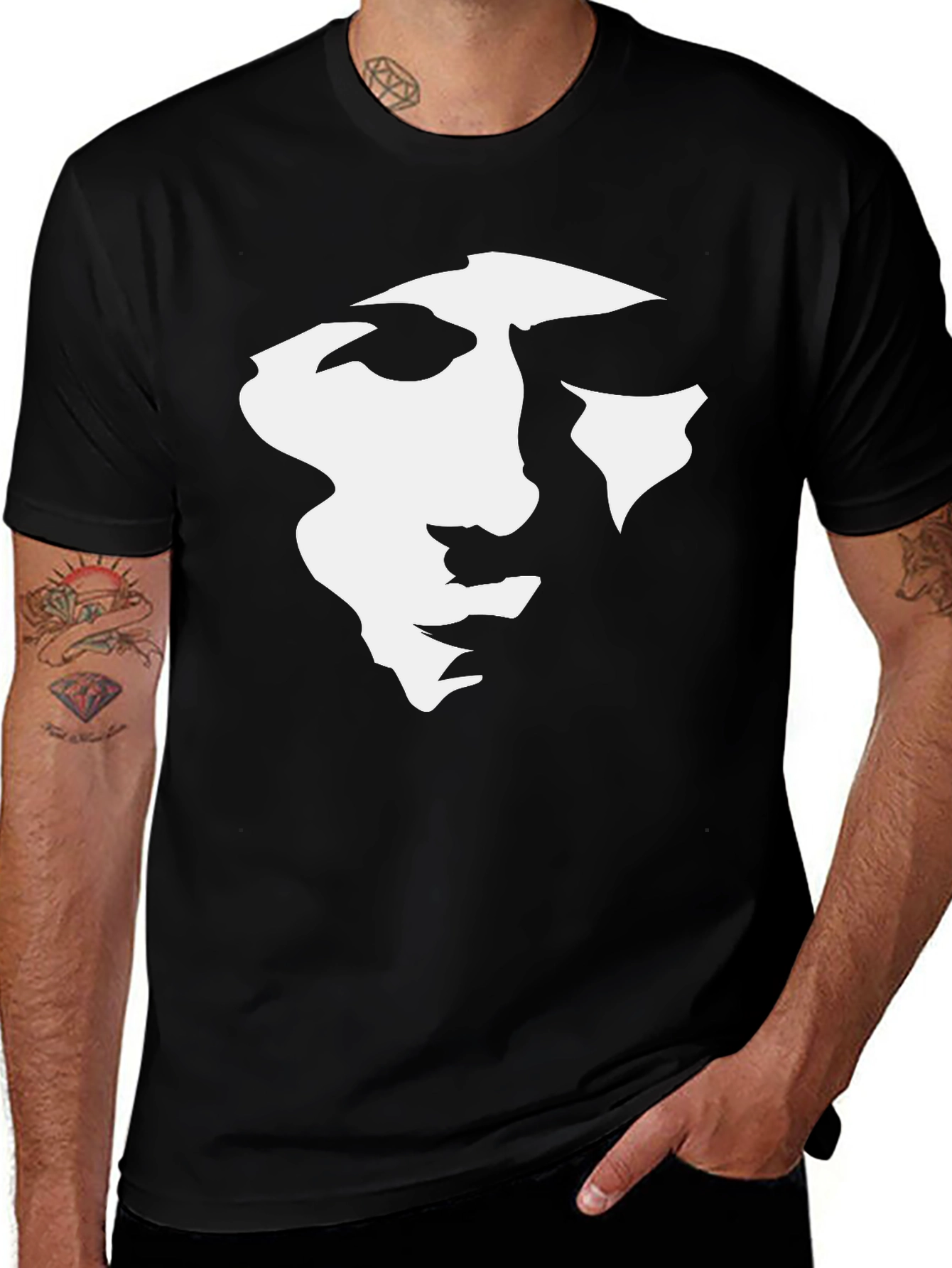 Abstract Face Graphic Black T-Shirt