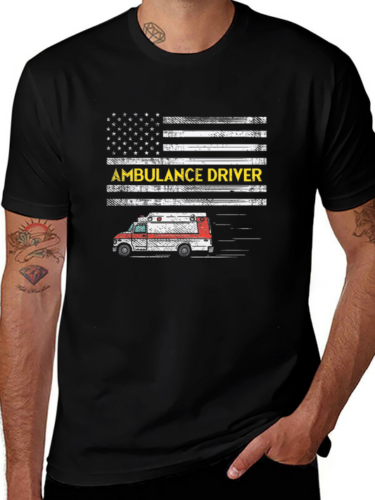 Ambulance Driver Graphic T-Shirt - Patriotic Design
