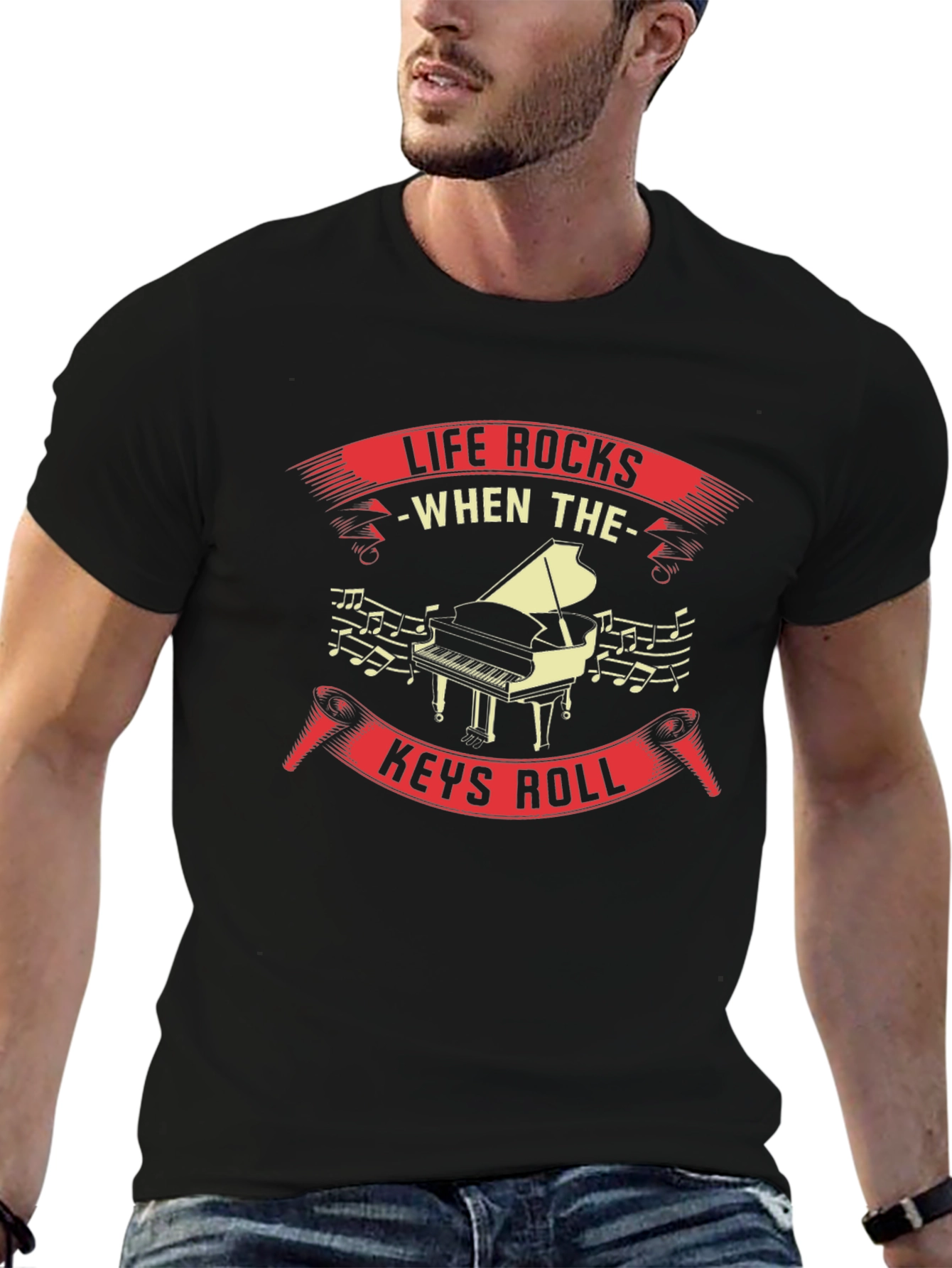 Life Rocks Piano T-Shirt - Music Lover Tee