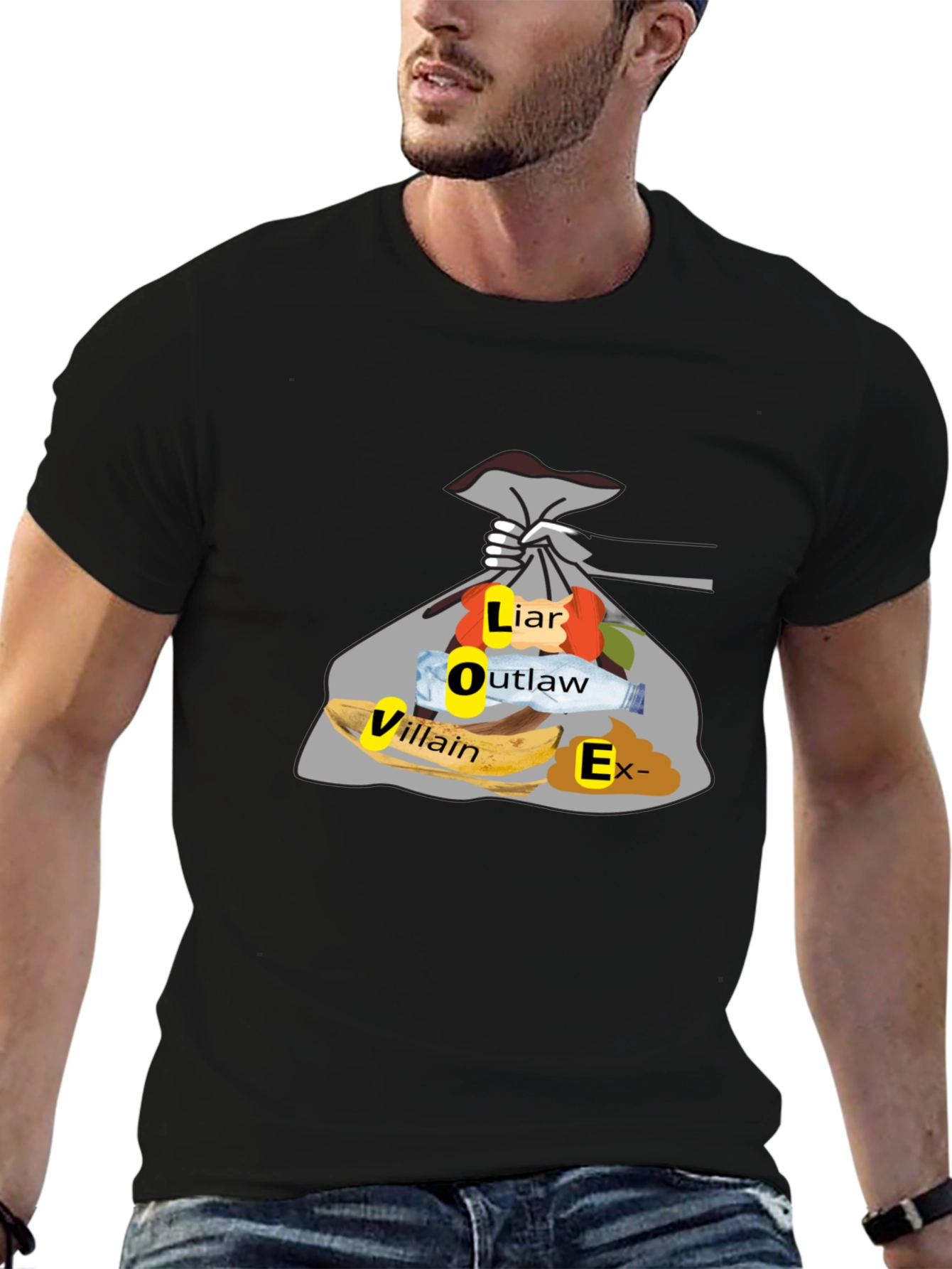 Trash Bag Love T-Shirt - Black
