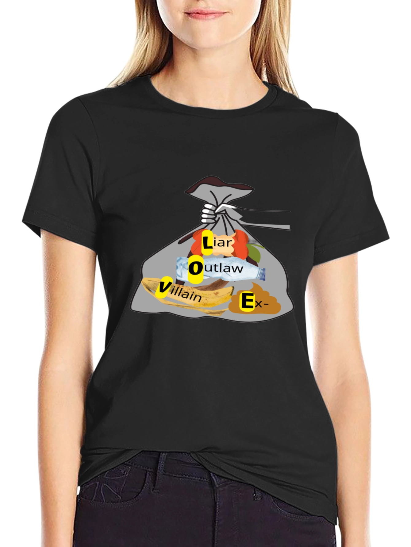 Trash Bag Love T-Shirt - Black