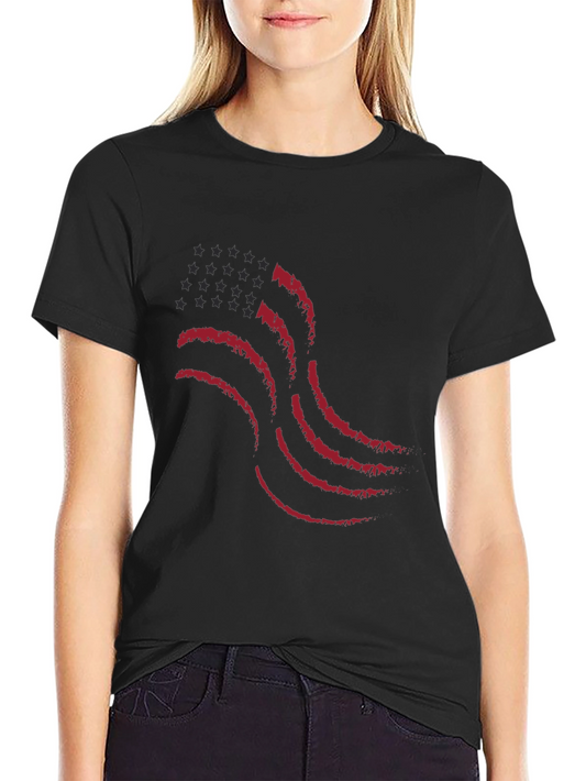 Waving American Flag Graphic T-Shirt