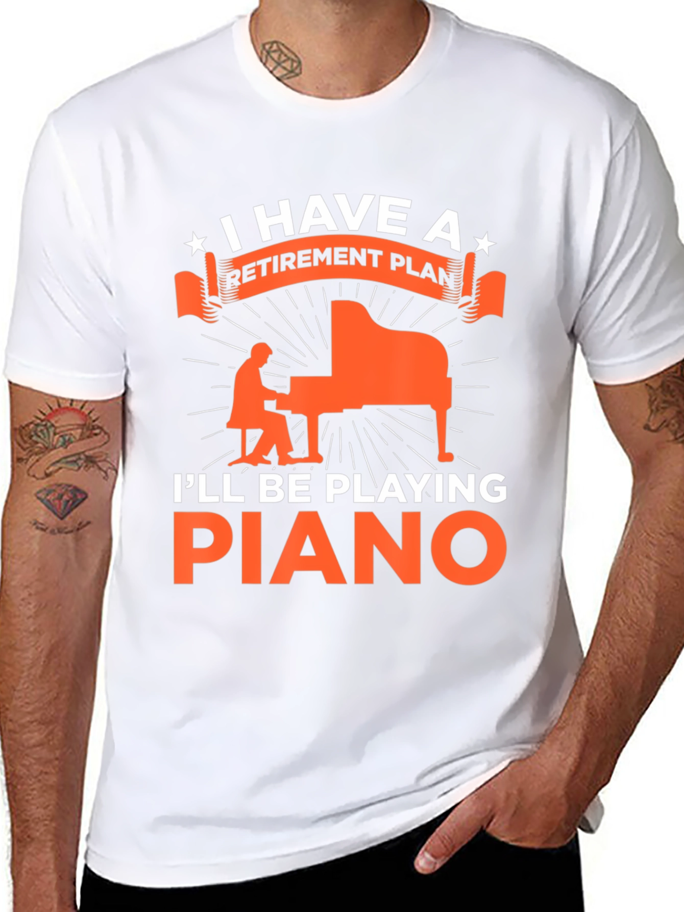 Retirement Plan Piano Player Graphic T-Shirt
